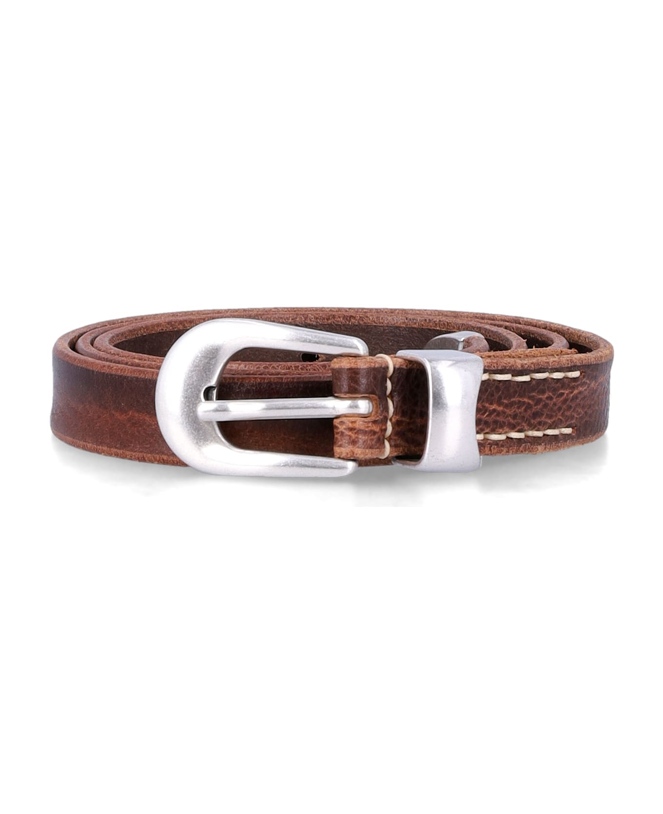Our Legacy Brown Leather Belt With Metal Buckle - BROWN