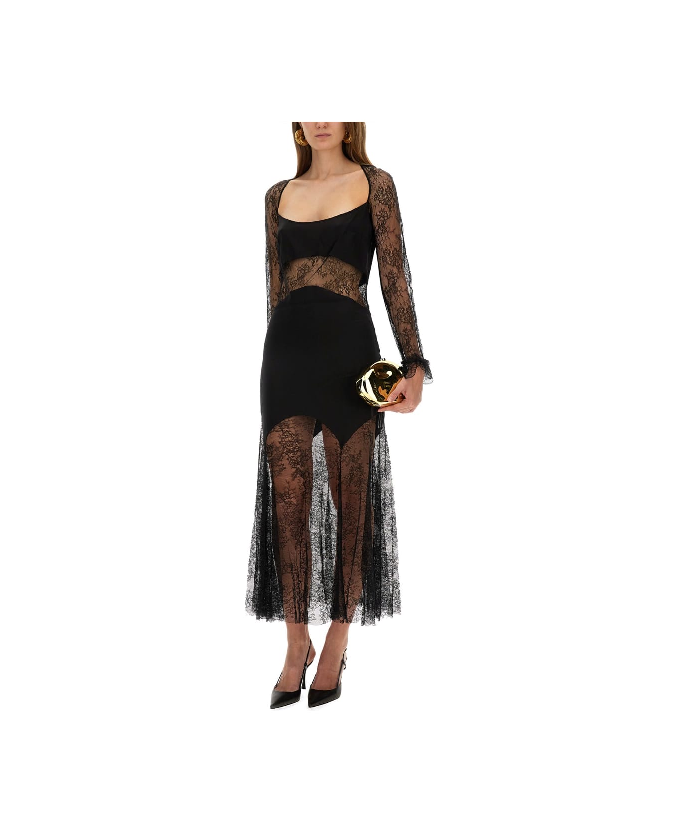 Nina Ricci Long Lace Dress - BLACK