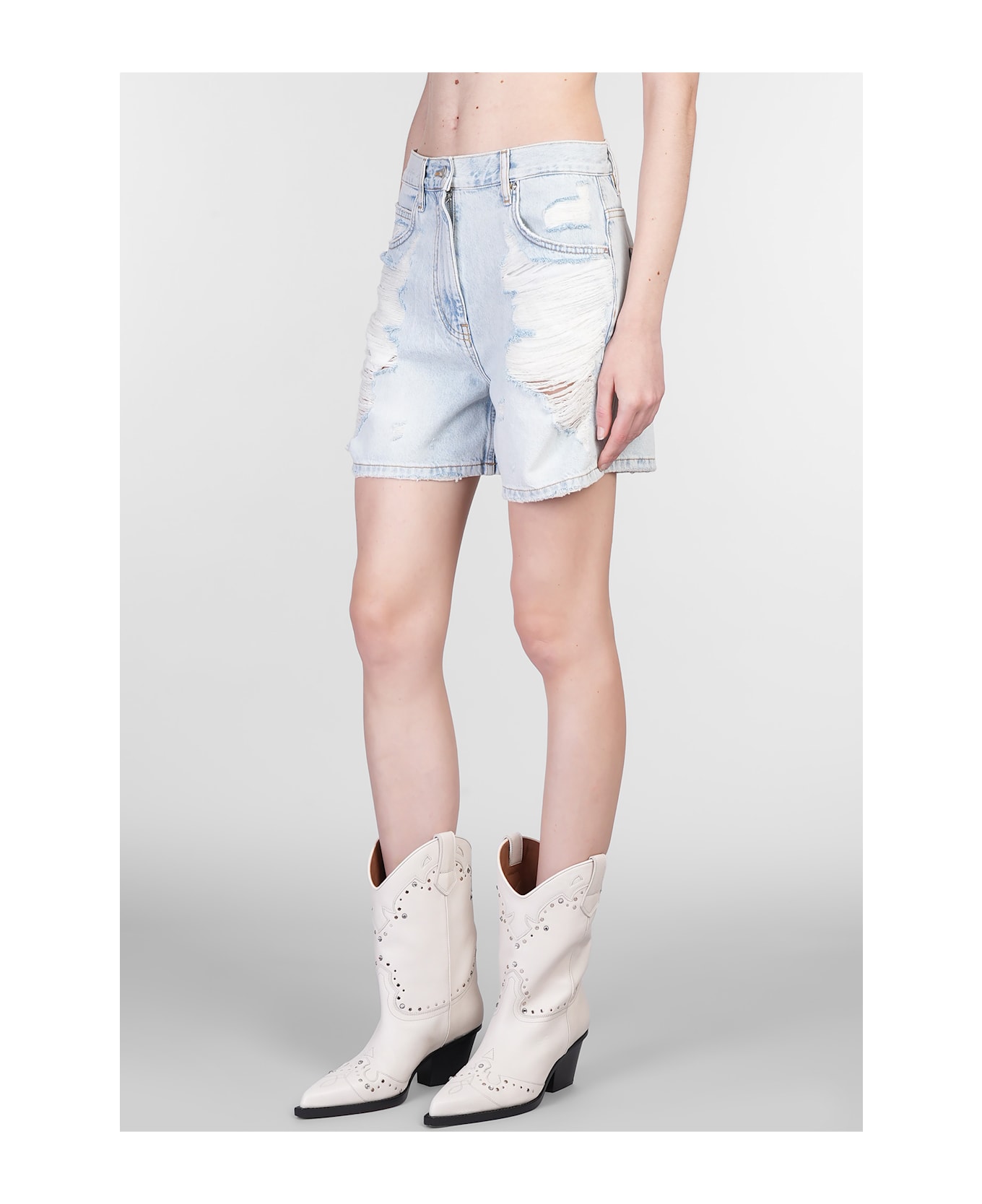 IRO Sascha Shorts In Blue Cotton - blue