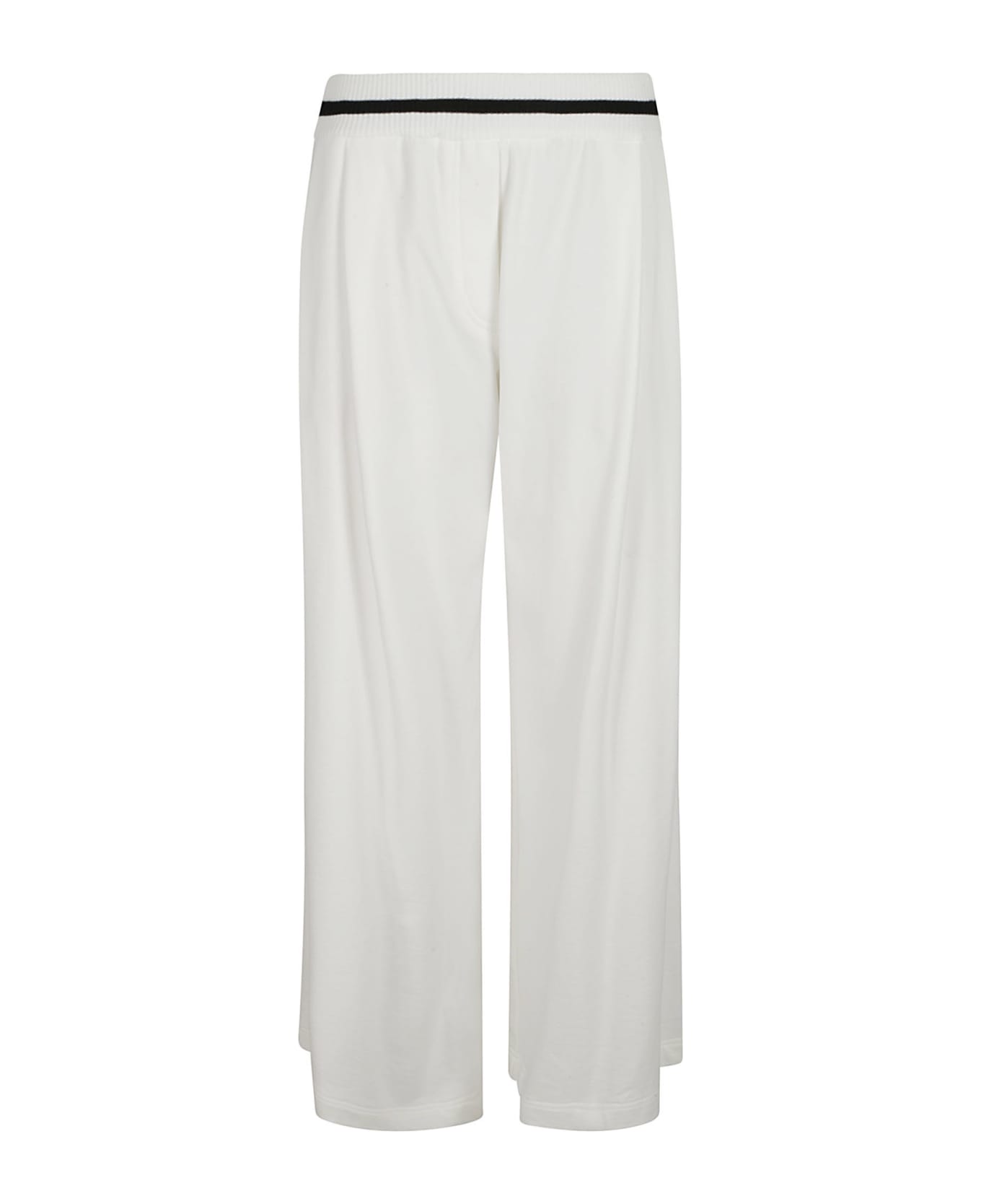 Brunello Cucinelli Elastic Stripe Waist Wide Leg Trousers - Off White