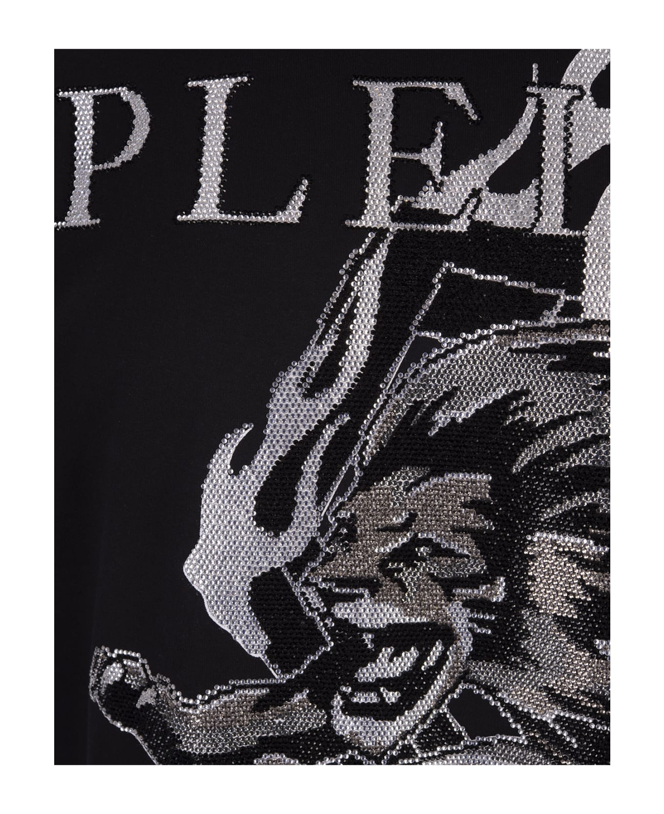 Philipp Plein Black T-shirt With Crystal Lion Circus - Black シャツ
