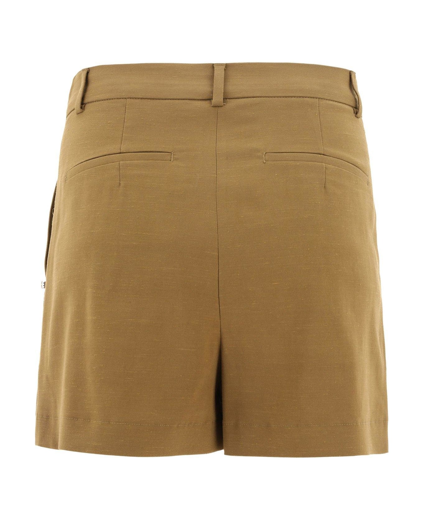 SportMax High Waist Pleated Shorts - MARRONE