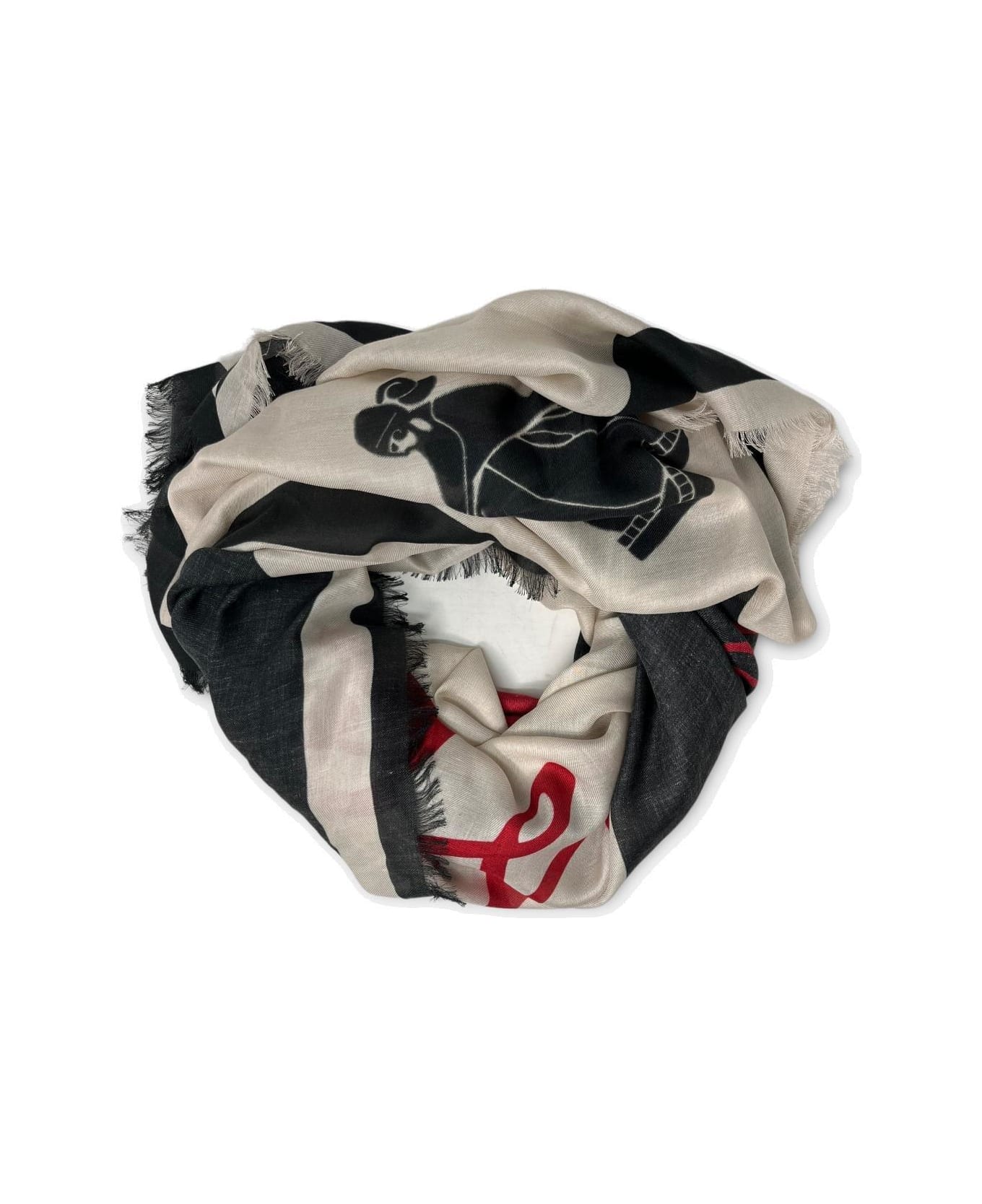 Lanvin Graphic-printed Raw-cut Edge Scarf