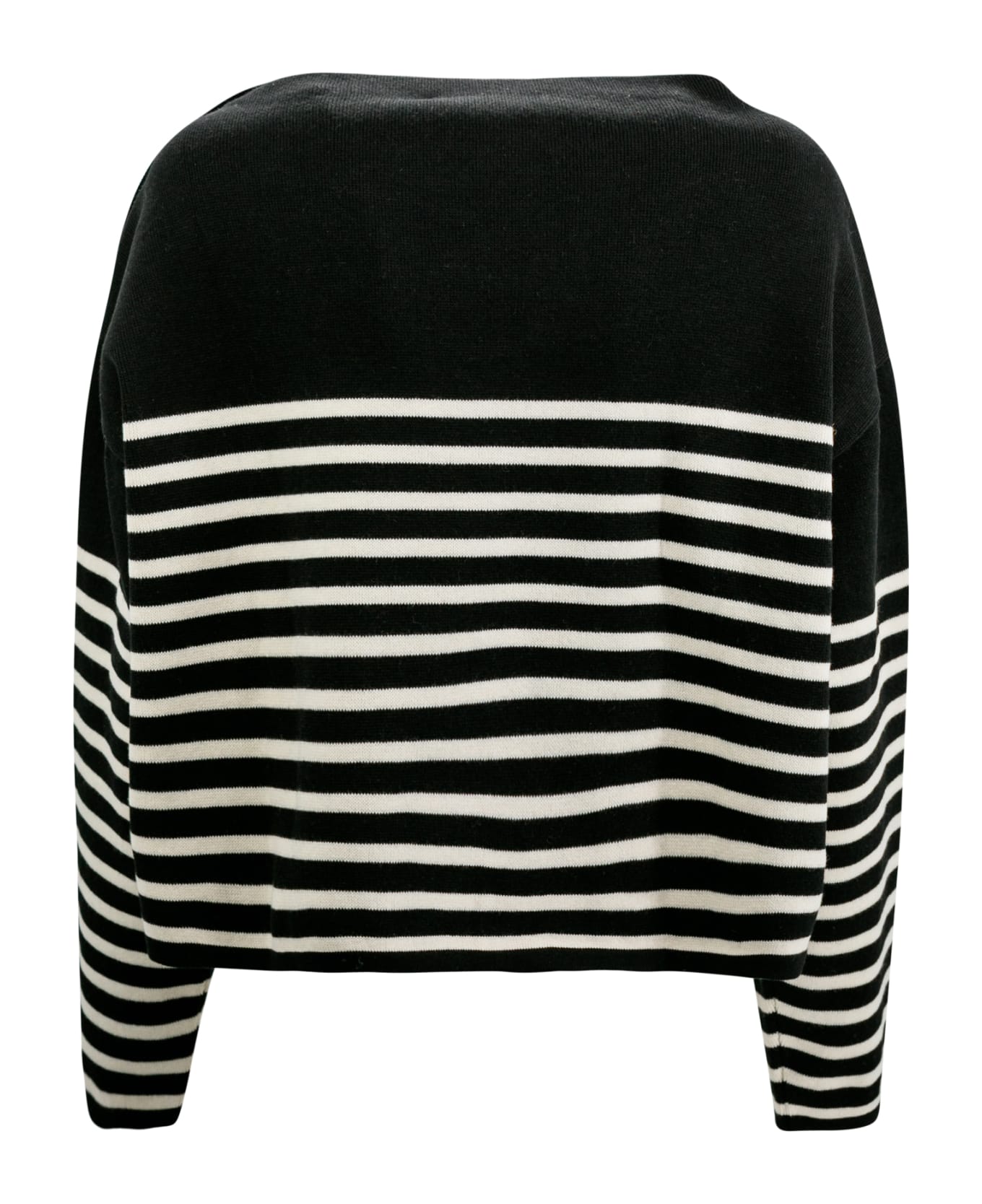Philosophy di Lorenzo Serafini Striped Sweater With Button Insert - Black