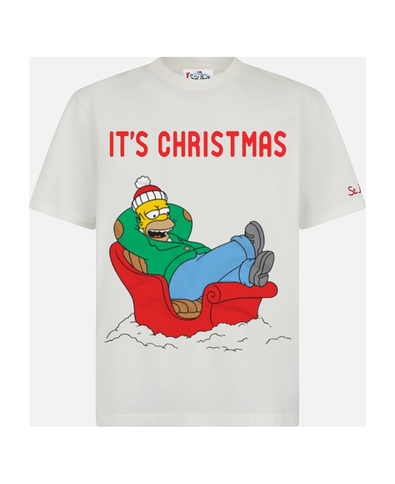 MC2 Saint Barth Winter Cotton T-shirt Arnott With Homer Relax Print | The Simpson Special Edition - WHITE