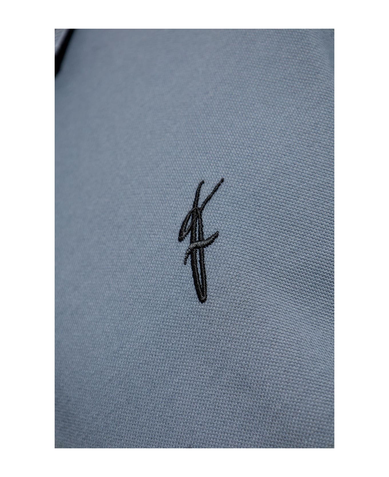 Ferragamo Polo With Embroidered Logo - BLUE