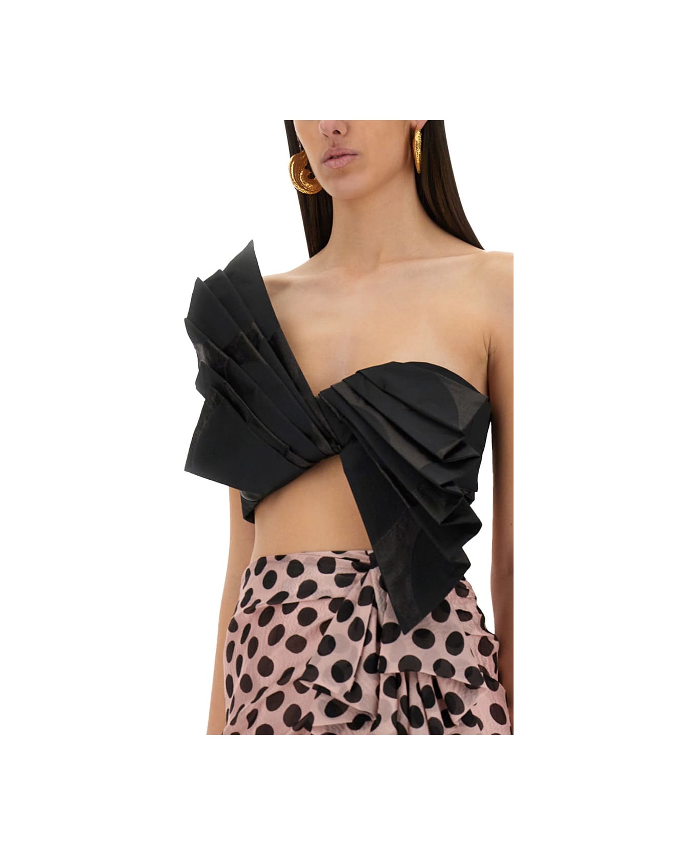 Nina Ricci "twisted Polka Dots" Top - BLACK