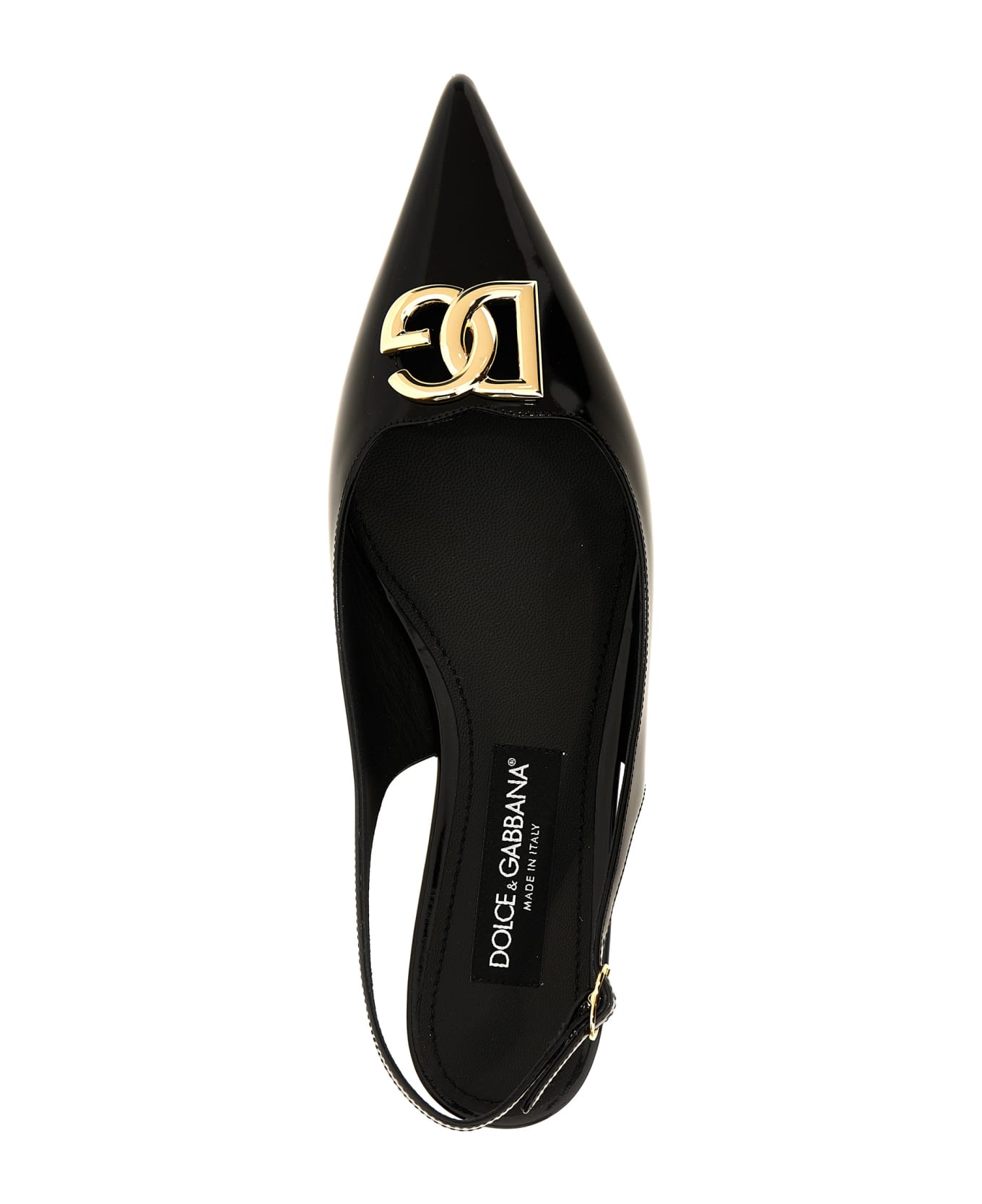 Dolce & Gabbana Slingback Ballet Flats With Dg Logo - Black フラットシューズ