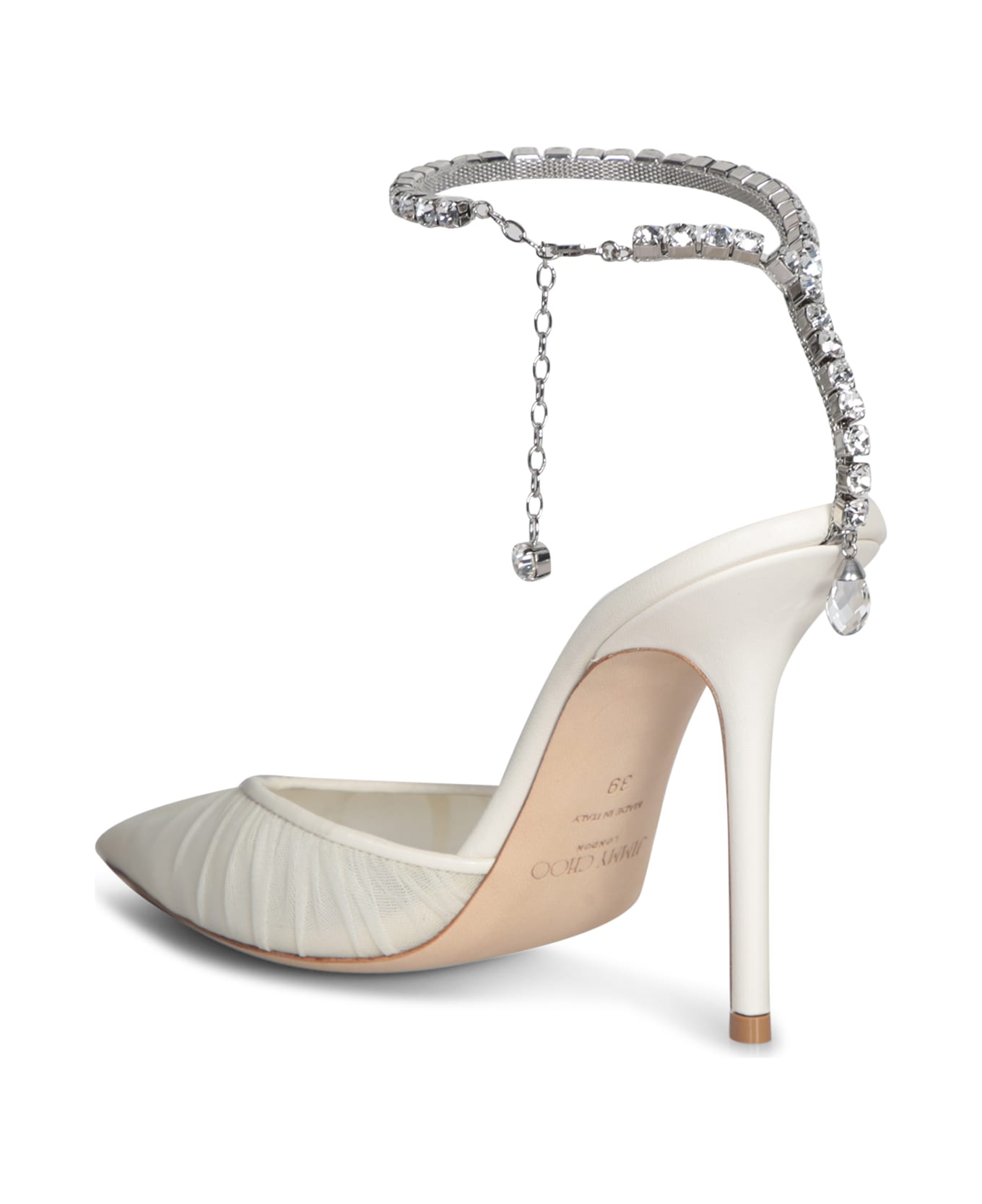 Jimmy Choo Saeda 100 Ivory Tulle Pumps - White