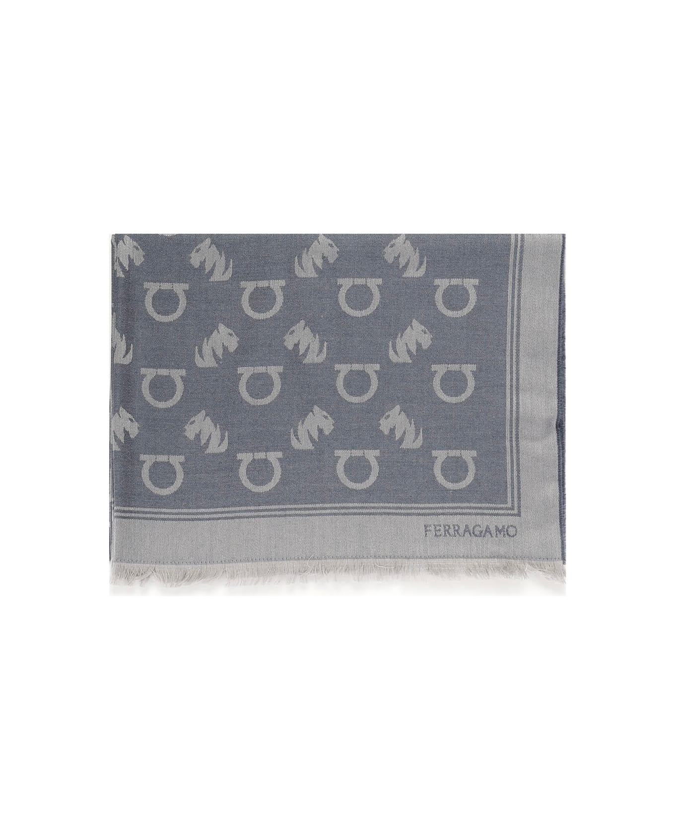Ferragamo Gancini Square Stole - Blue
