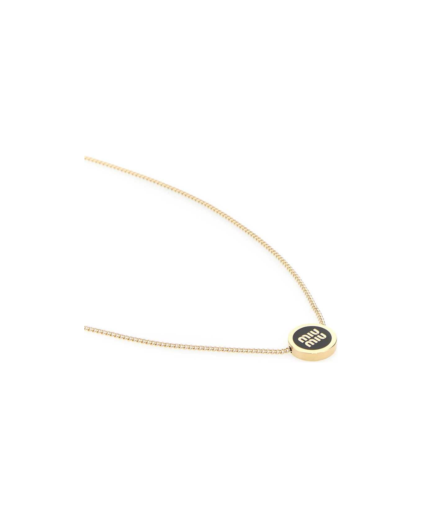 Miu Miu Gold Metal Necklace - NERO