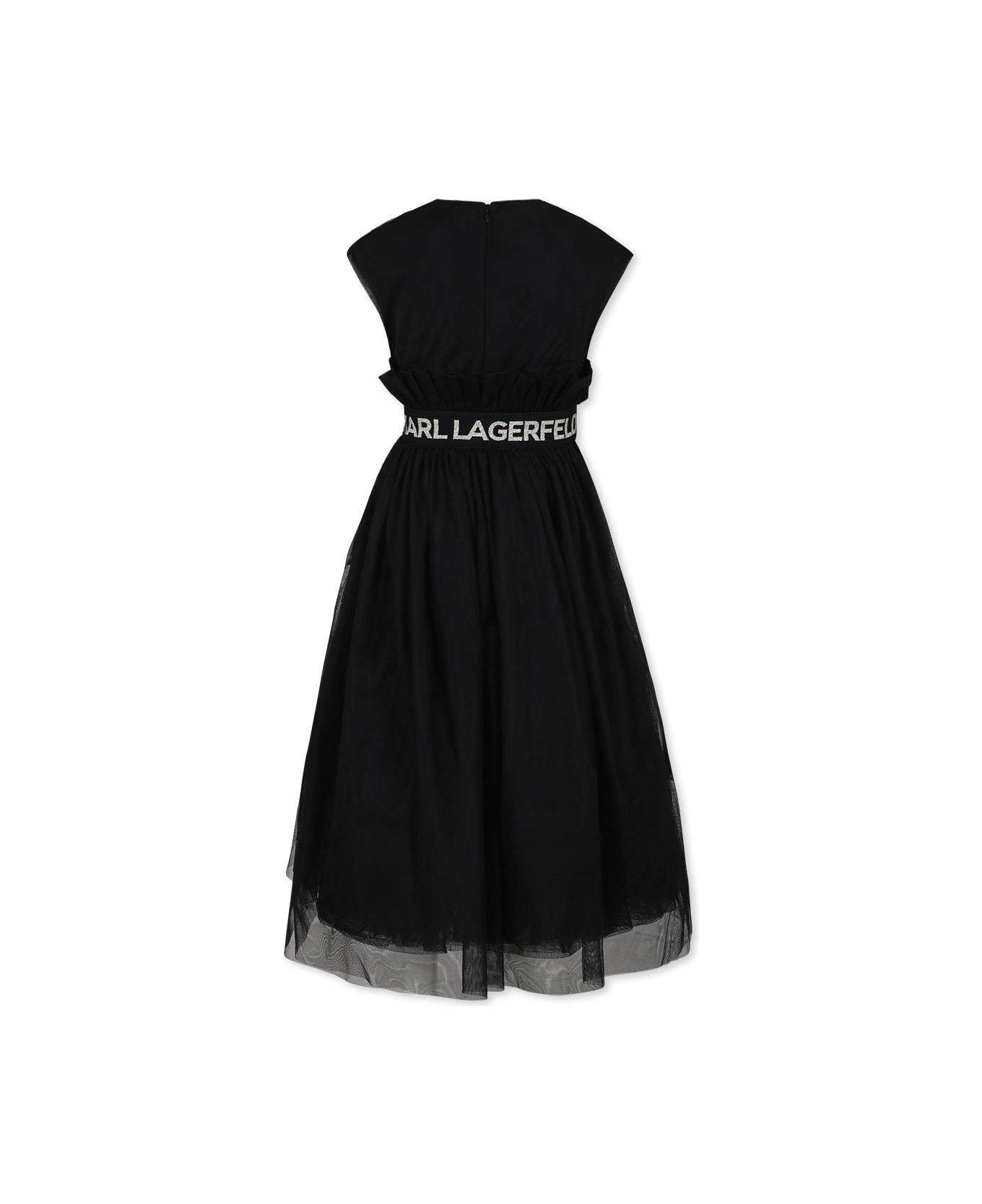 Karl Lagerfeld Kids Black Dress For Girl With Logo - Black