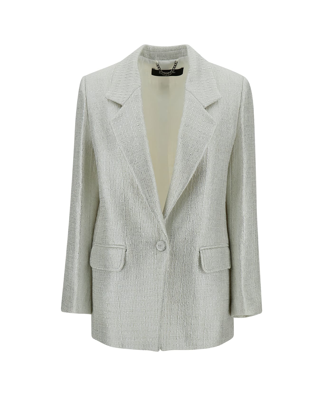 Federica Tosi Silver Single-breasted Jacket With A Single Button In Cotton Blend Man - Metallic ブレザー