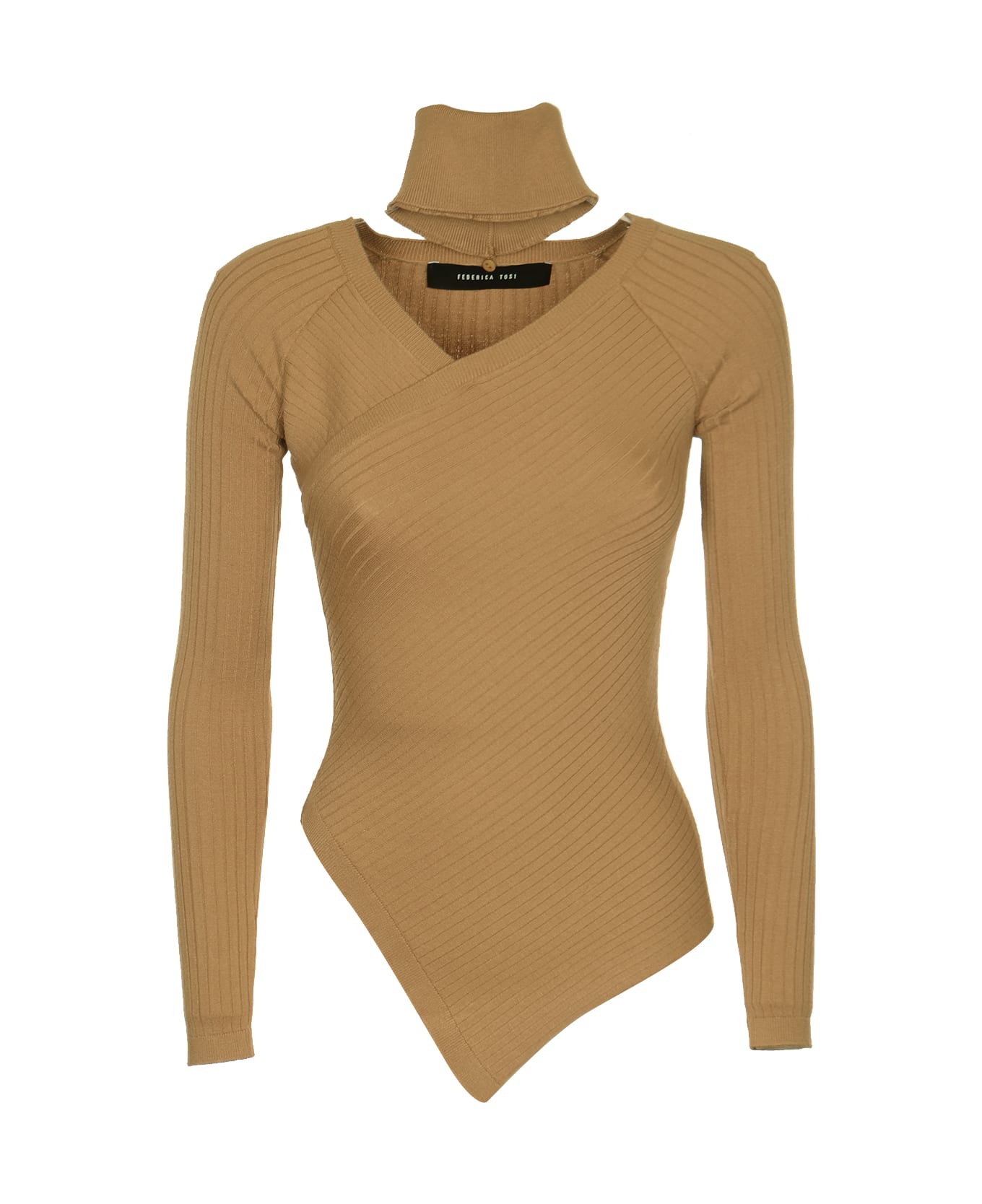 Federica Tosi Ribbed Bodysuit - Brown ボディスーツ