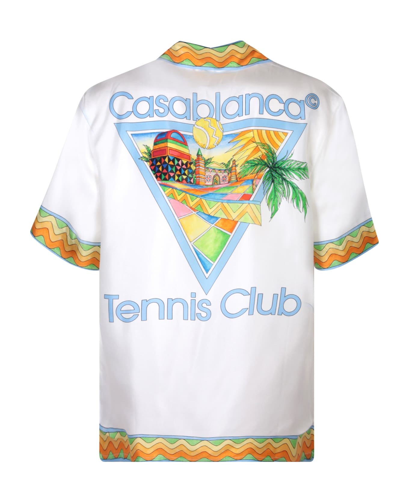 Casablanca Afro Cubism Tennis Club Silk Shirt - White