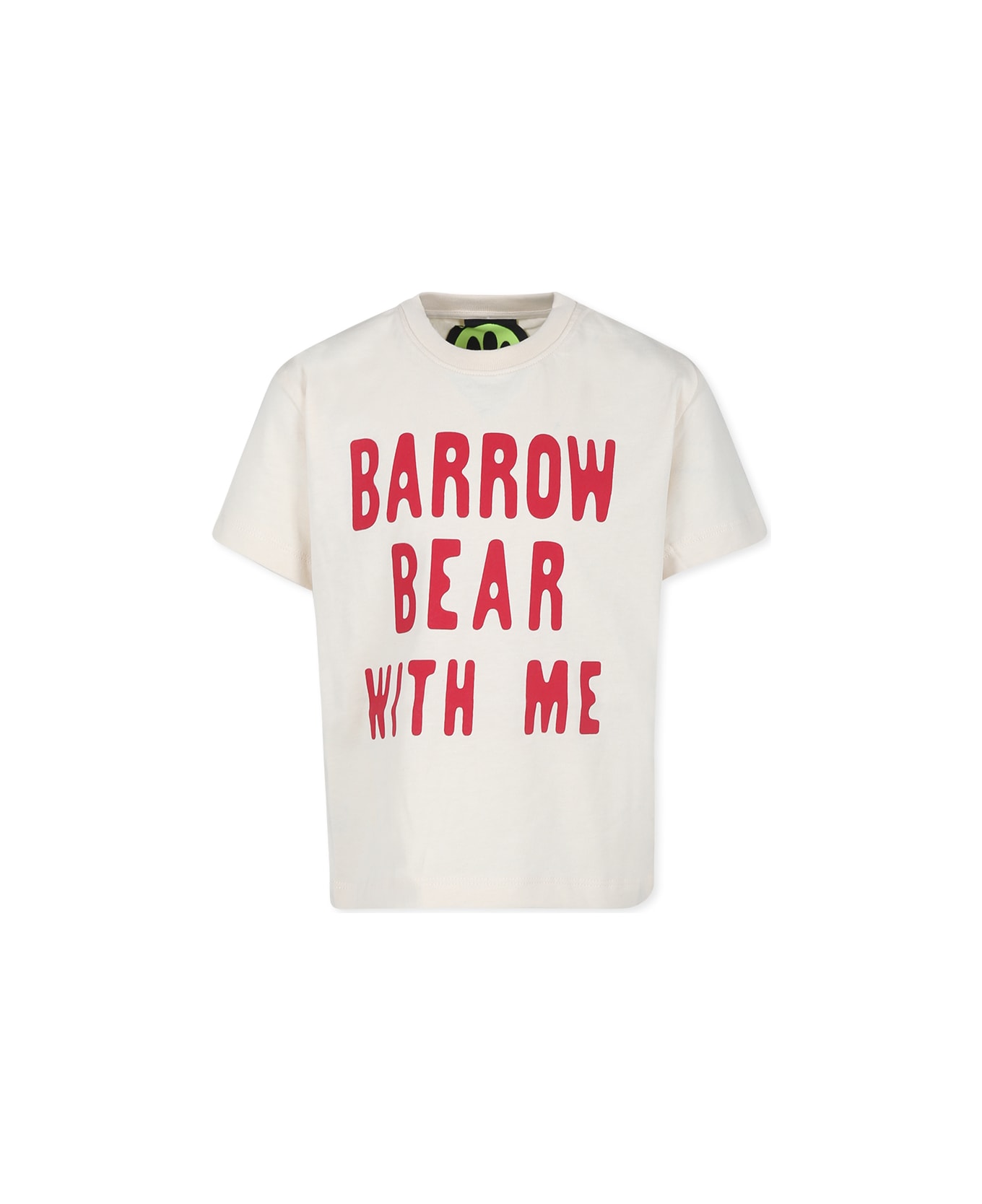 Barrow Ivory T-shirt For Kids With Logo And Bear - Crema