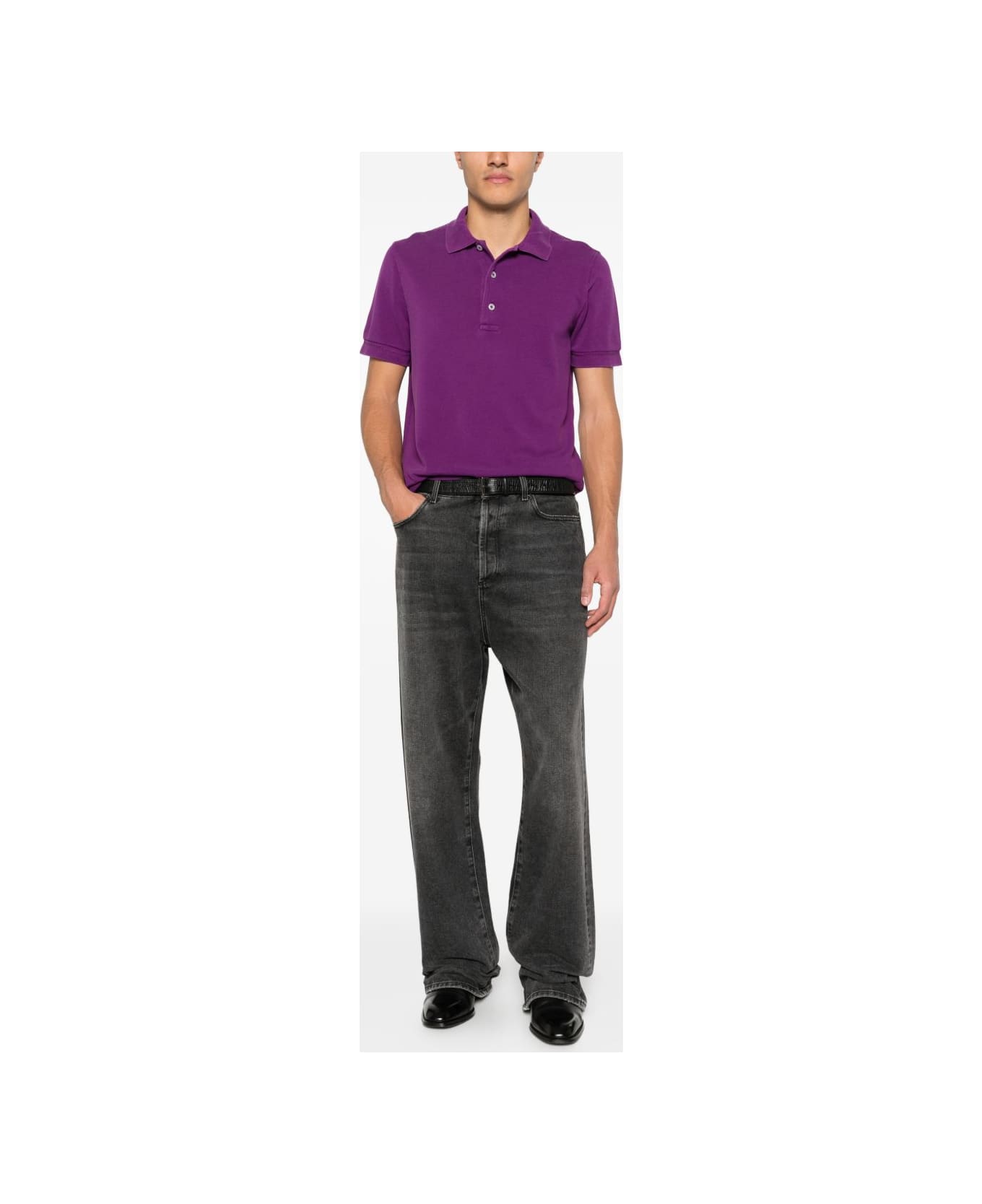 Tom Ford Cotton Blend Polo Shirt - Purple