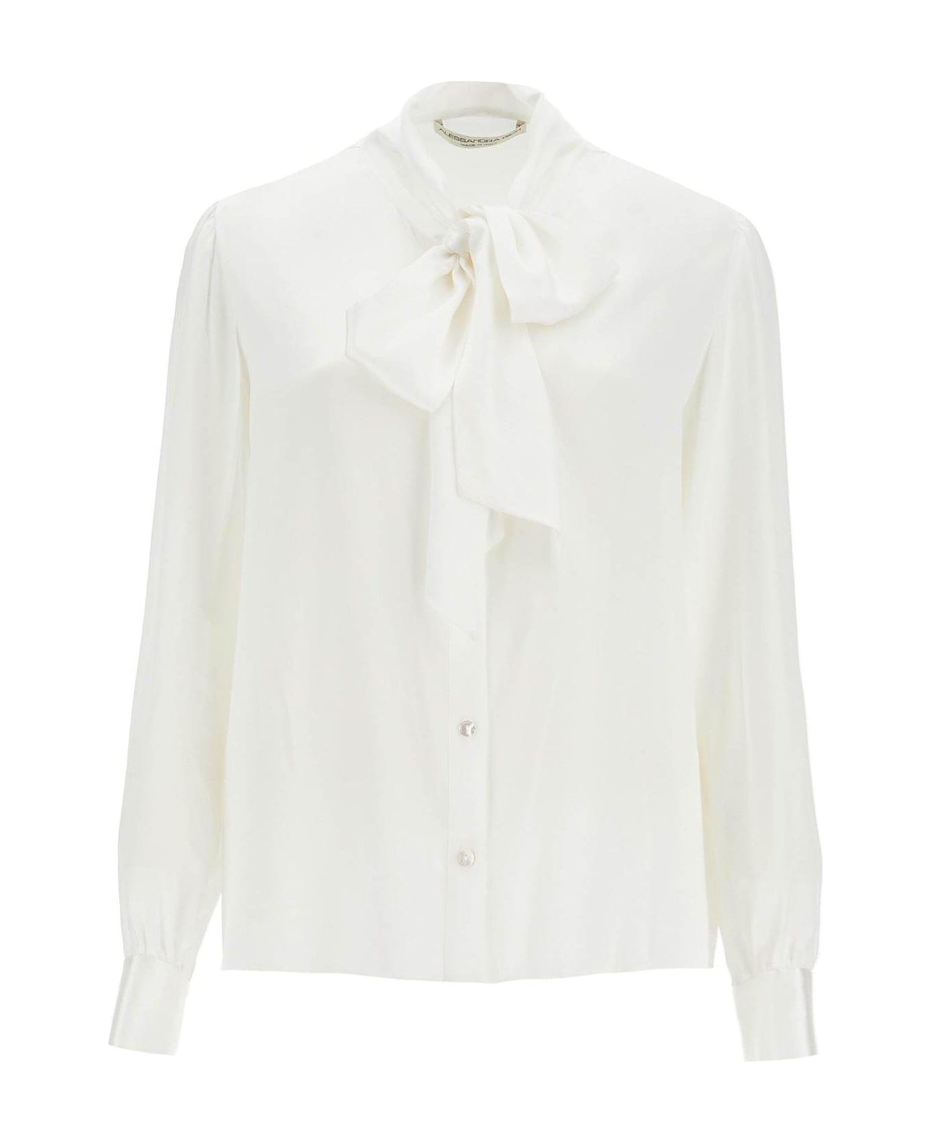 Alessandra Rich Pussy-bow Satin Blouse - white