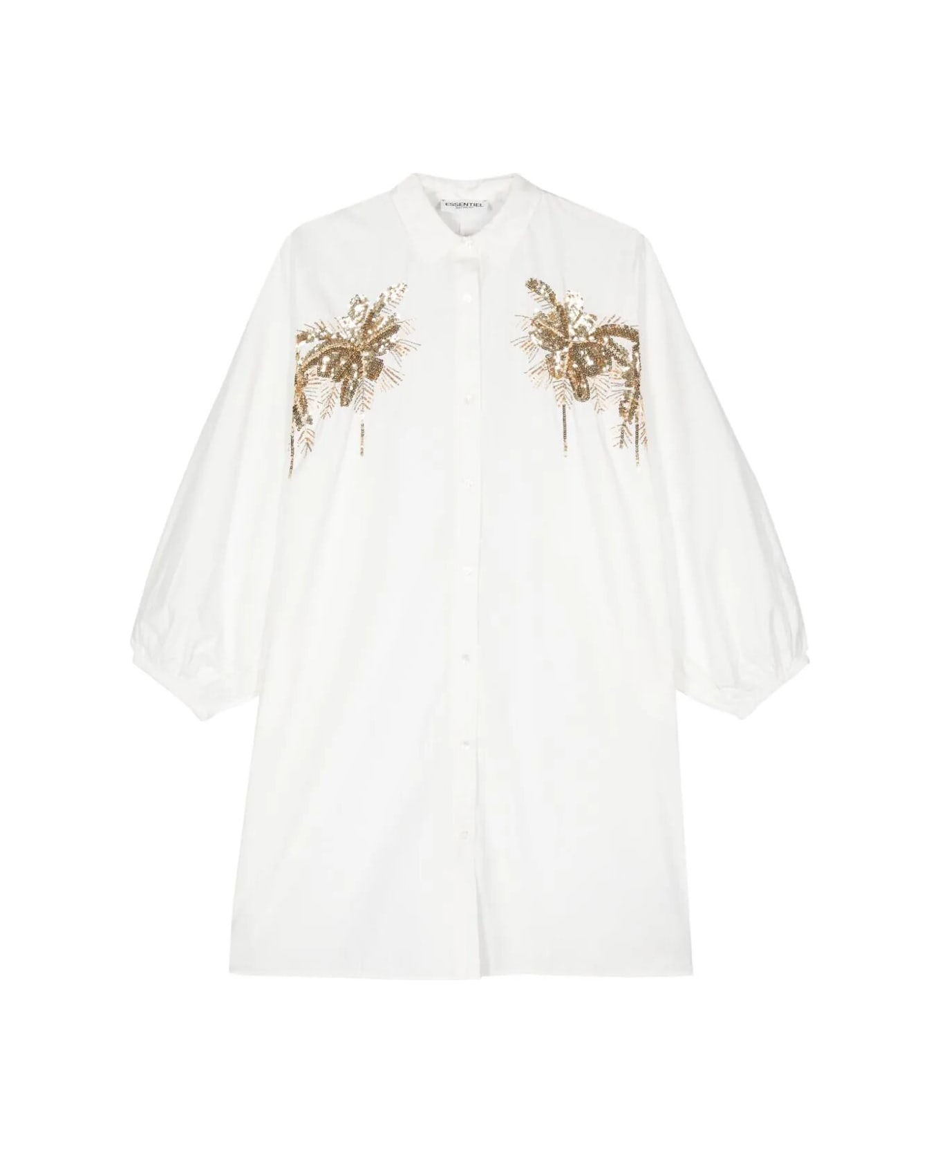 Essentiel Antwerp Frilled Puff Sleeve Dress - White ワンピース＆ドレス