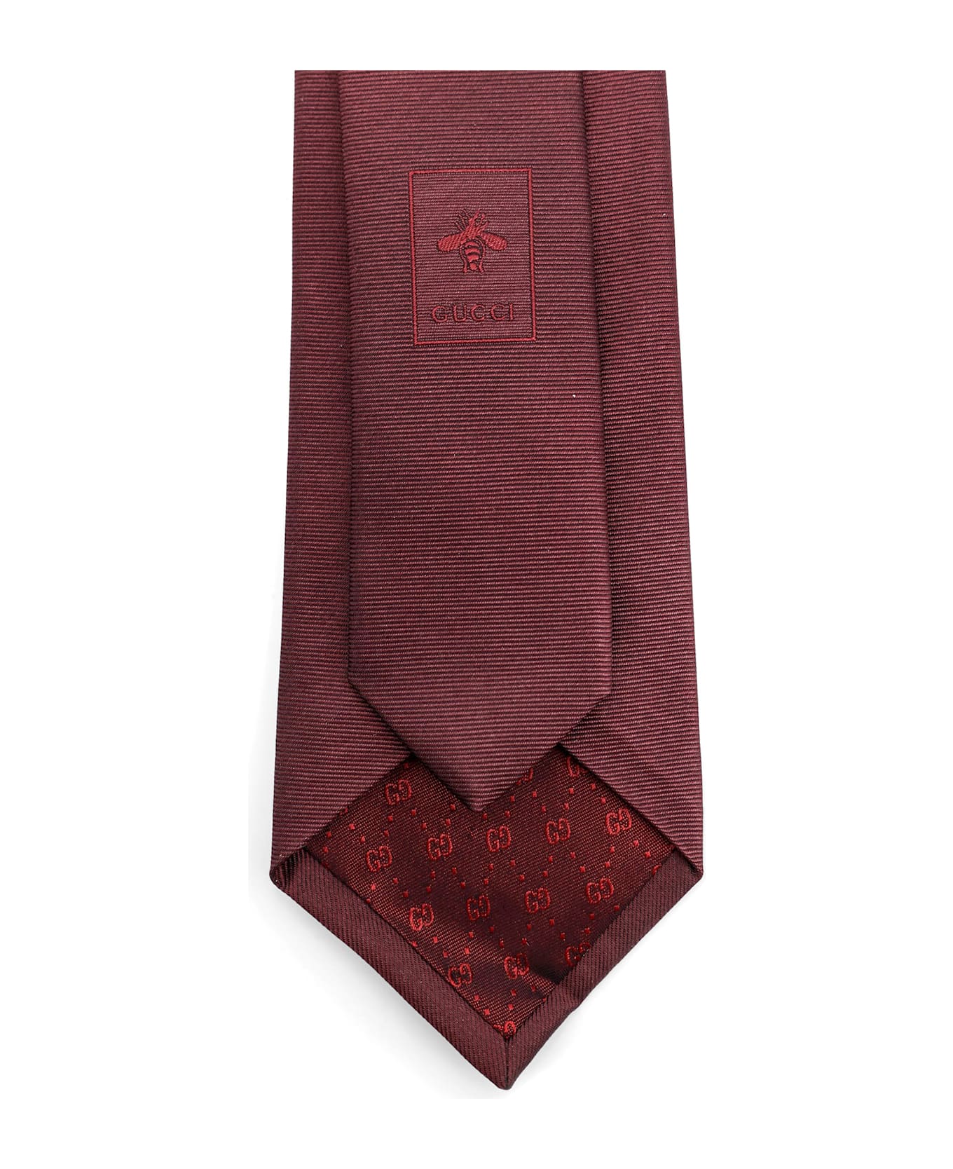 Gucci Silk Tie With Lord Detail - Bordeaux