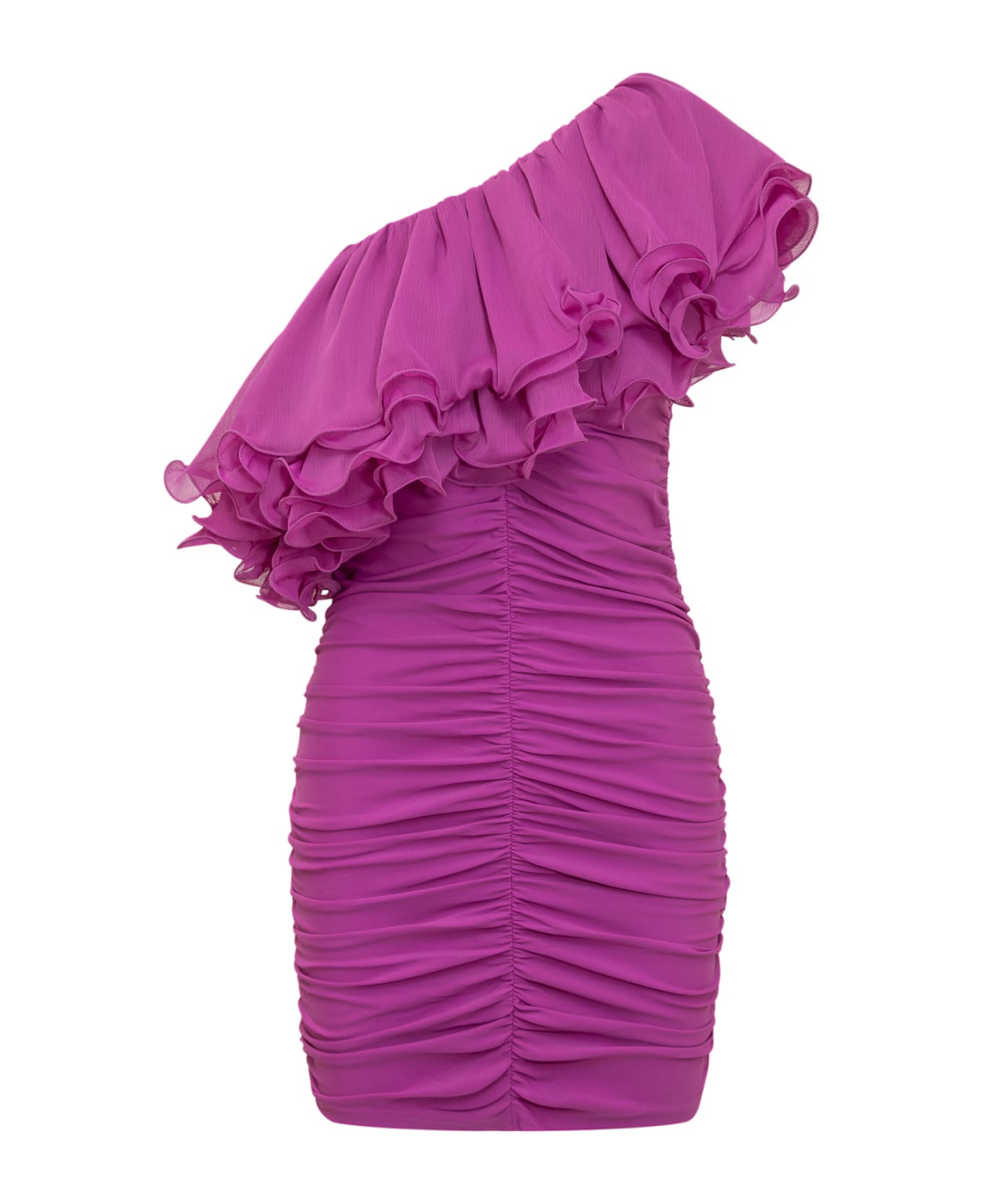Rotate by Birger Christensen Chiffon Asymmetric Dress - PURPLE CACTUS FLOWER ワンピース＆ドレス