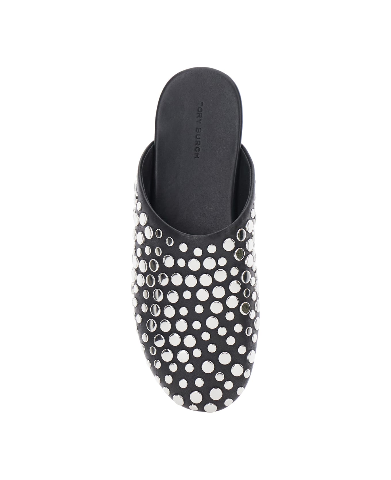 Tory Burch Black Mules With Round Toe And Stud Embellishments In Leather Woman - Black