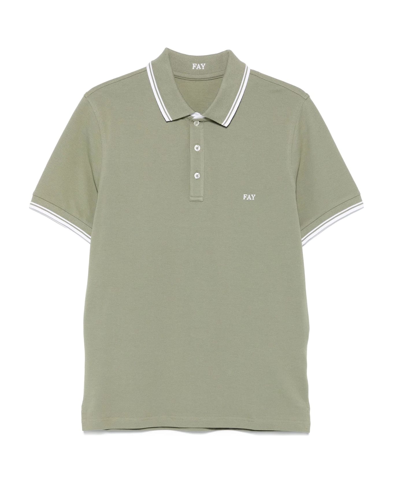 Fay Green Cotton Pique Polo Shirt - Green