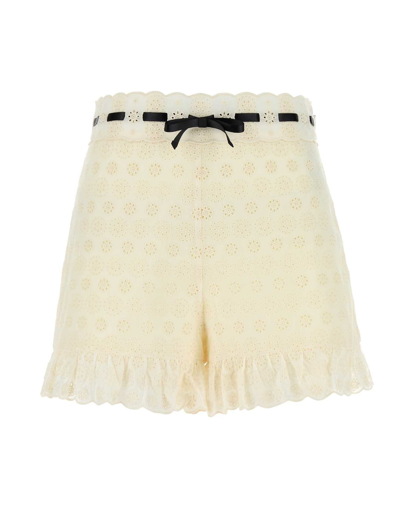 Valentino Ivory Lace Shorts - NEUTRALS