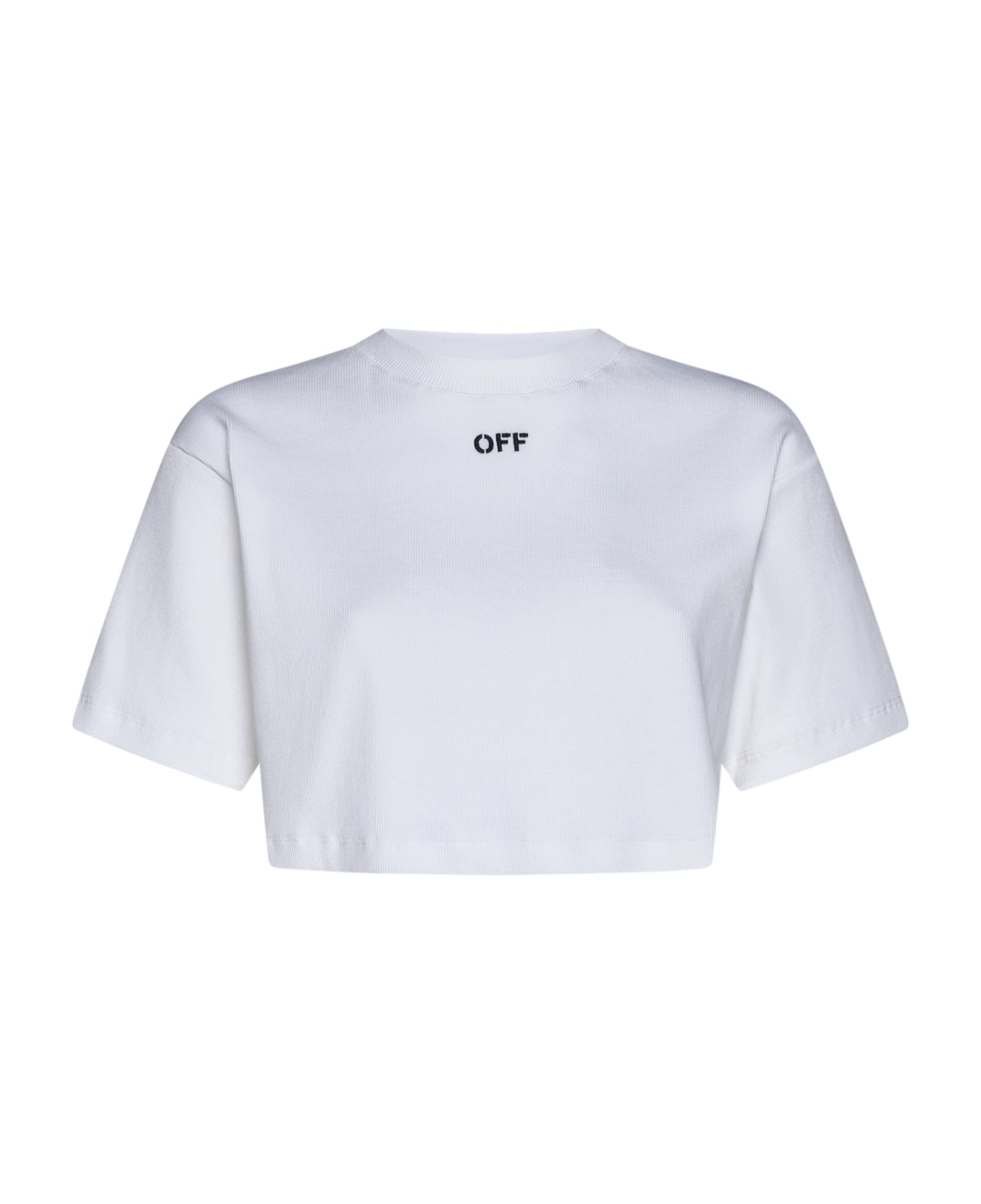 Off-White White Crop T-shirt With Logo - White Black Tシャツ
