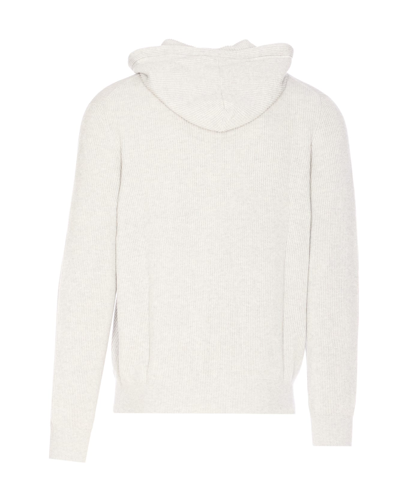 Brunello Cucinelli Logo Zipped Hoodie - White ニットウェア