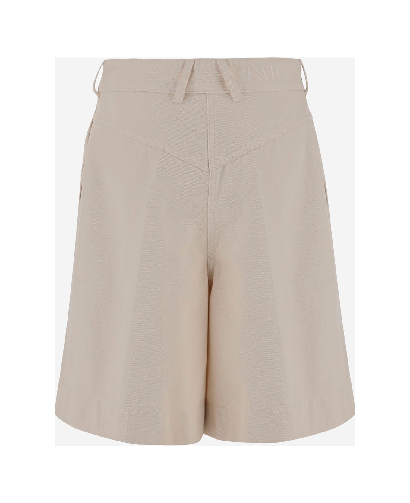 Patou Cotton Short Pants With Logo - Beige