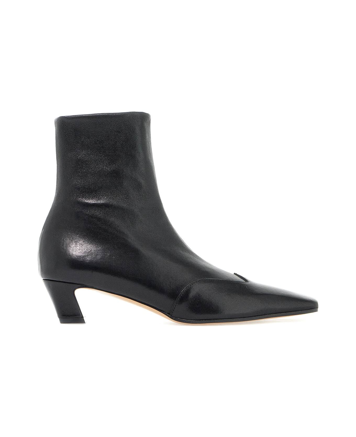 Khaite 
nevada 40
 Black Leather Ankle Boots - BLACK (Black)