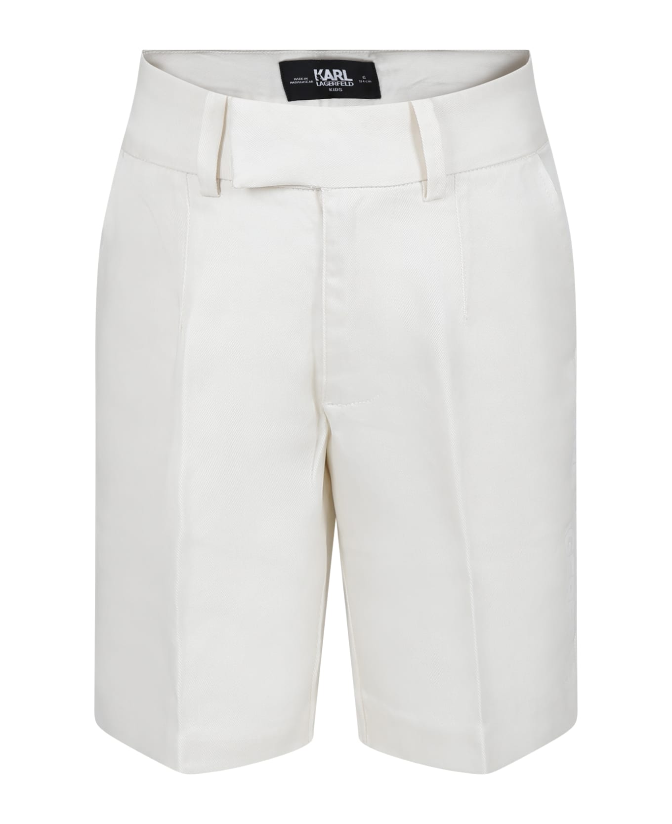 Karl Lagerfeld Kids White Shorts For Boy With Logo - White