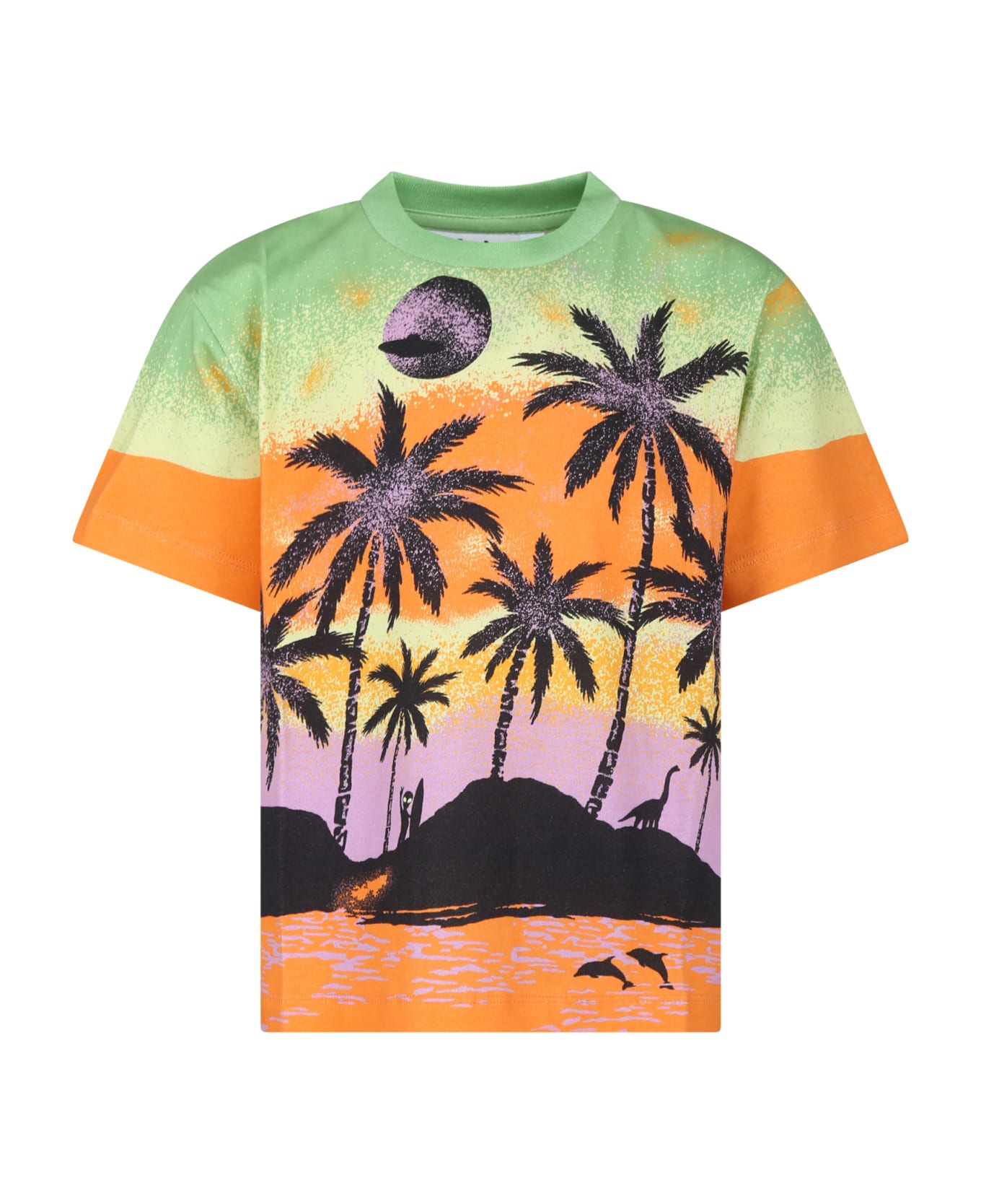 Molo Orange T-shirt For Boy With Alien And Print Print - Multicolor
