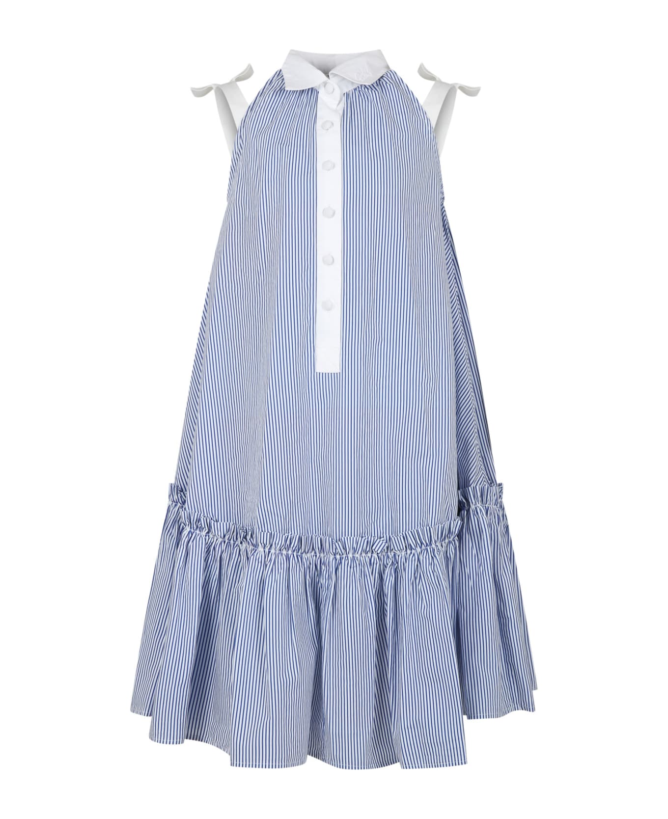 Philosophy di Lorenzo Serafini Kids Light Blue Dres For Girl With Logo - Light Blue ワンピース＆ドレス