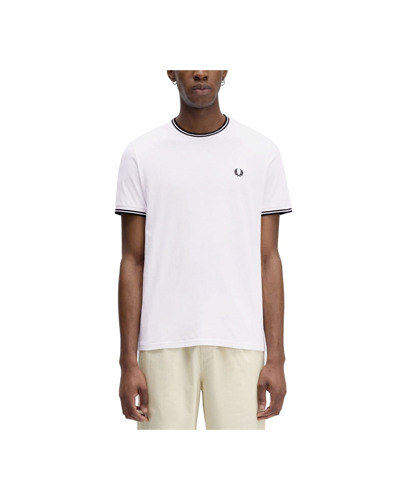 Fred Perry Double Stripe T-shirt - WHITE