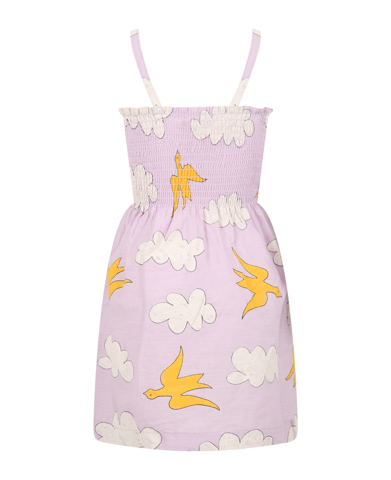 The Animals Observatory Purple Dress For Girl With Clouds And Logo - Violet ワンピース＆ドレス