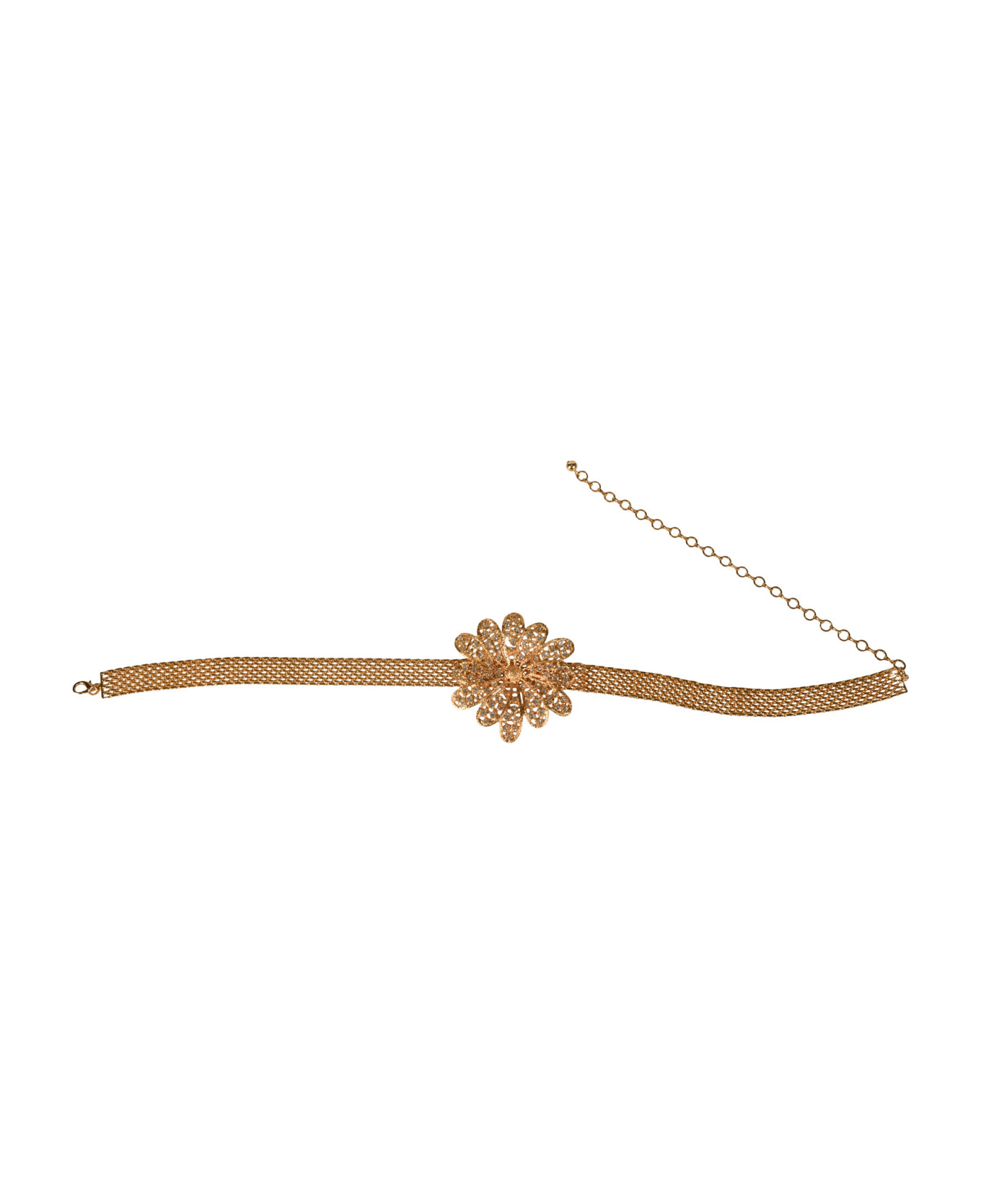 Alessandra Rich Floral Detail Chain-link Belt - Cry/Gold