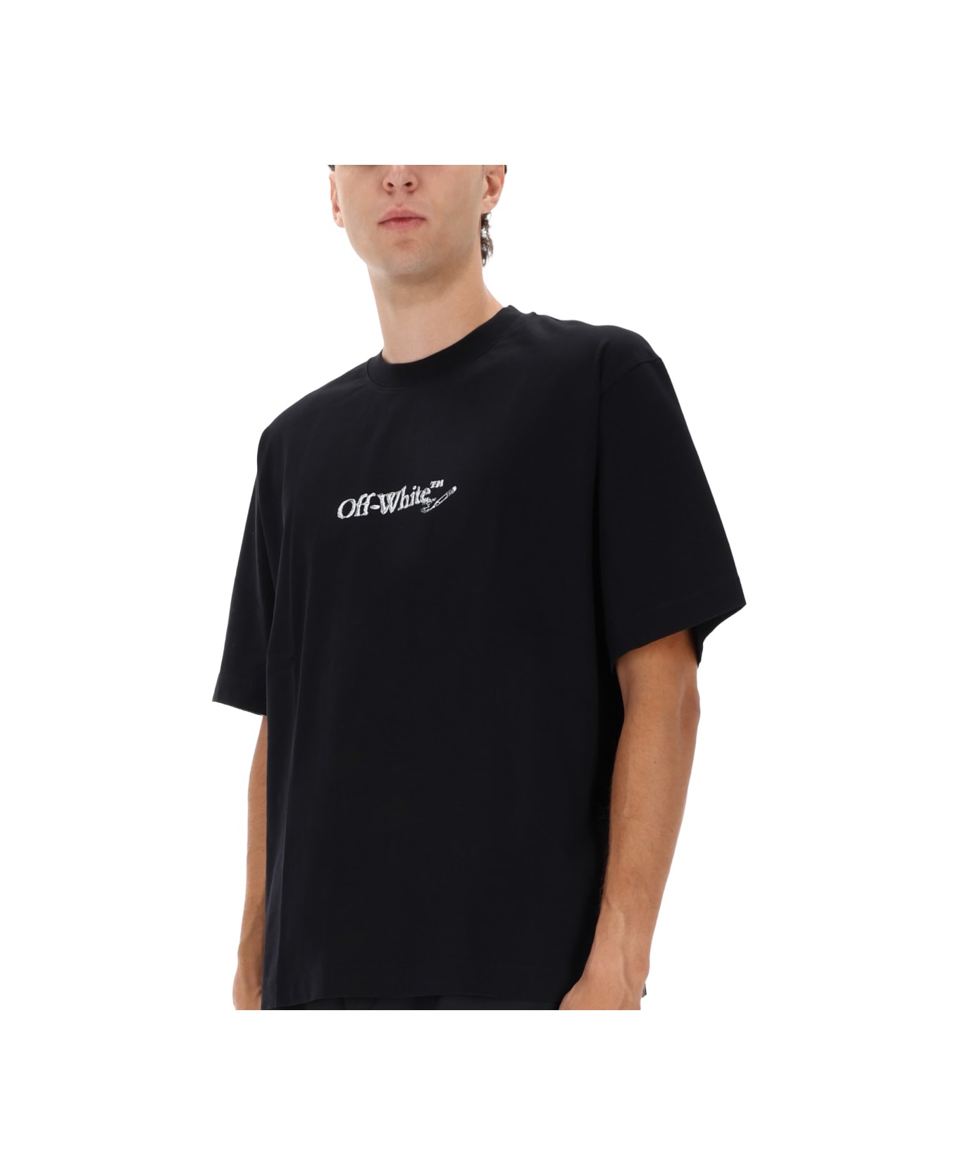 Off-White T-shirt With Logo - BLACK