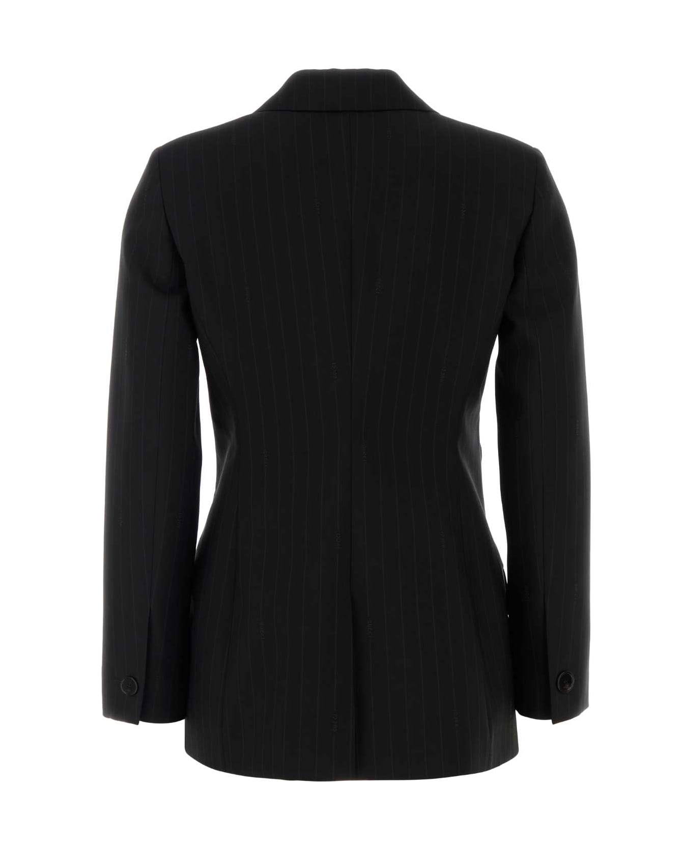Gucci Embroidered Wool Blazer - BLACK