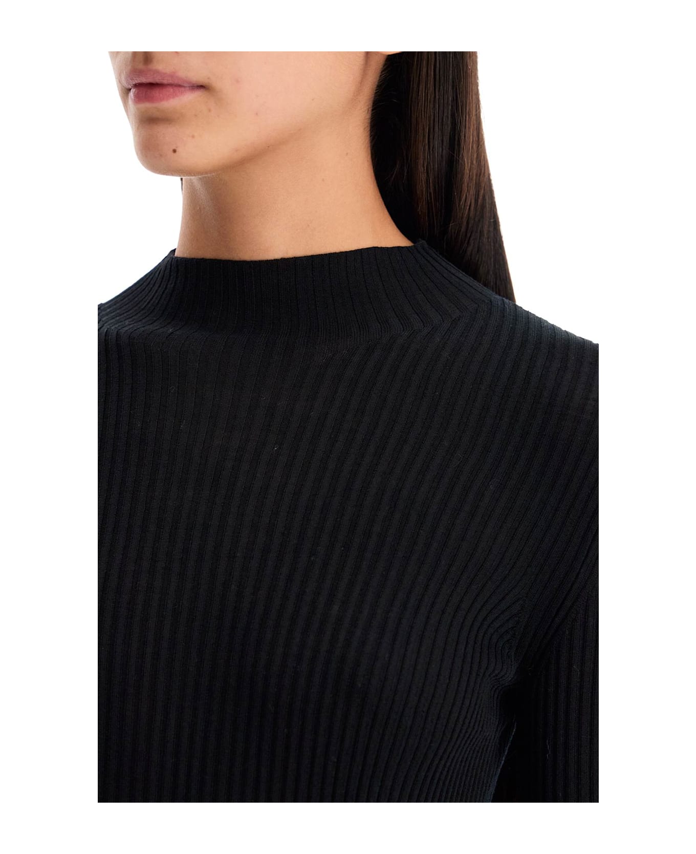 Mrz Ribbed Wool Top With A High - NERO (Black)