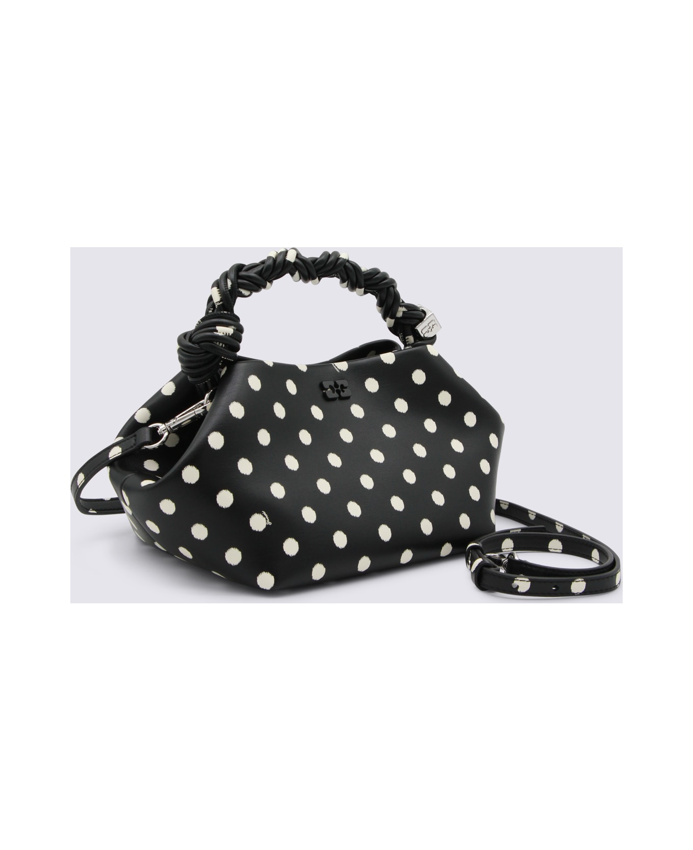 Ganni Black Recycled Leather Top Handle Bag - Black