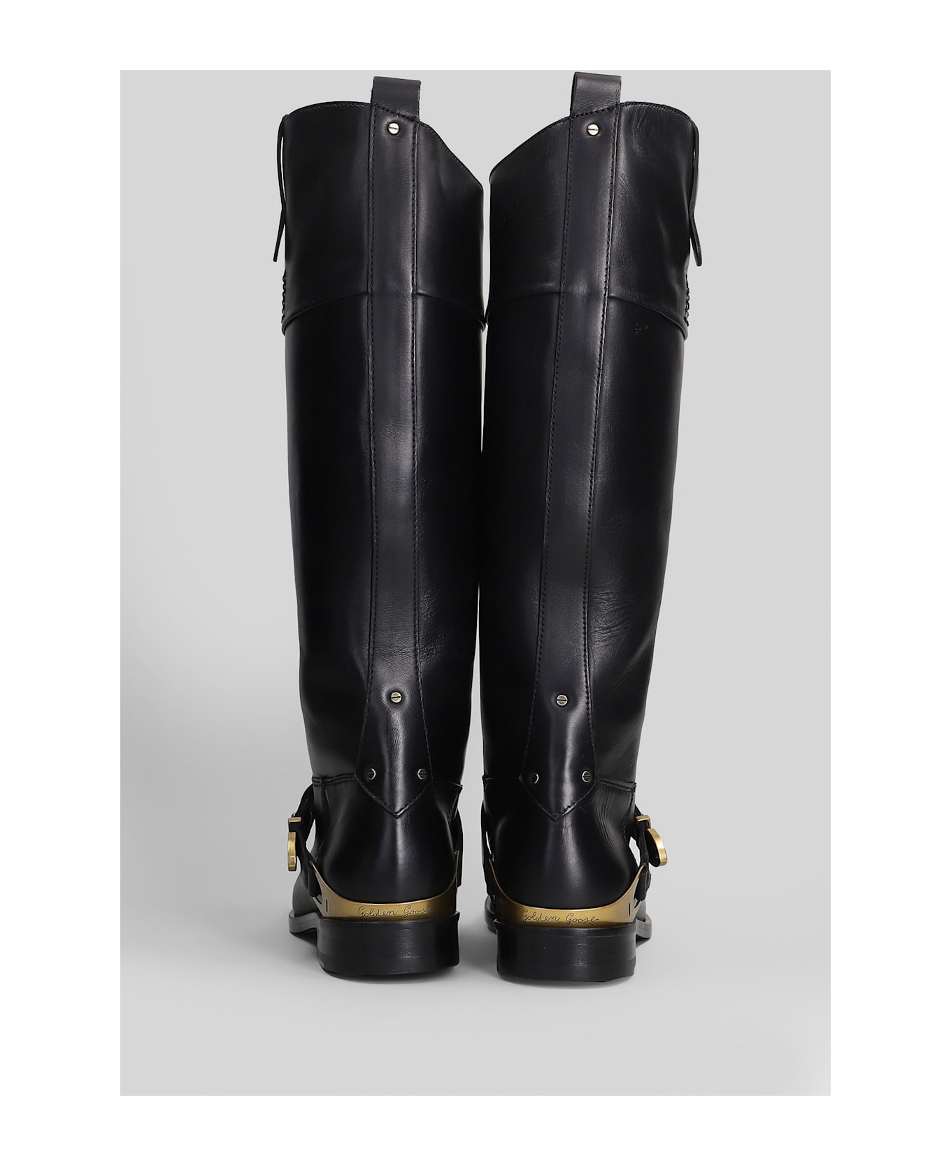 Golden Goose Charlie Low Heels Boots In Black Leather - black