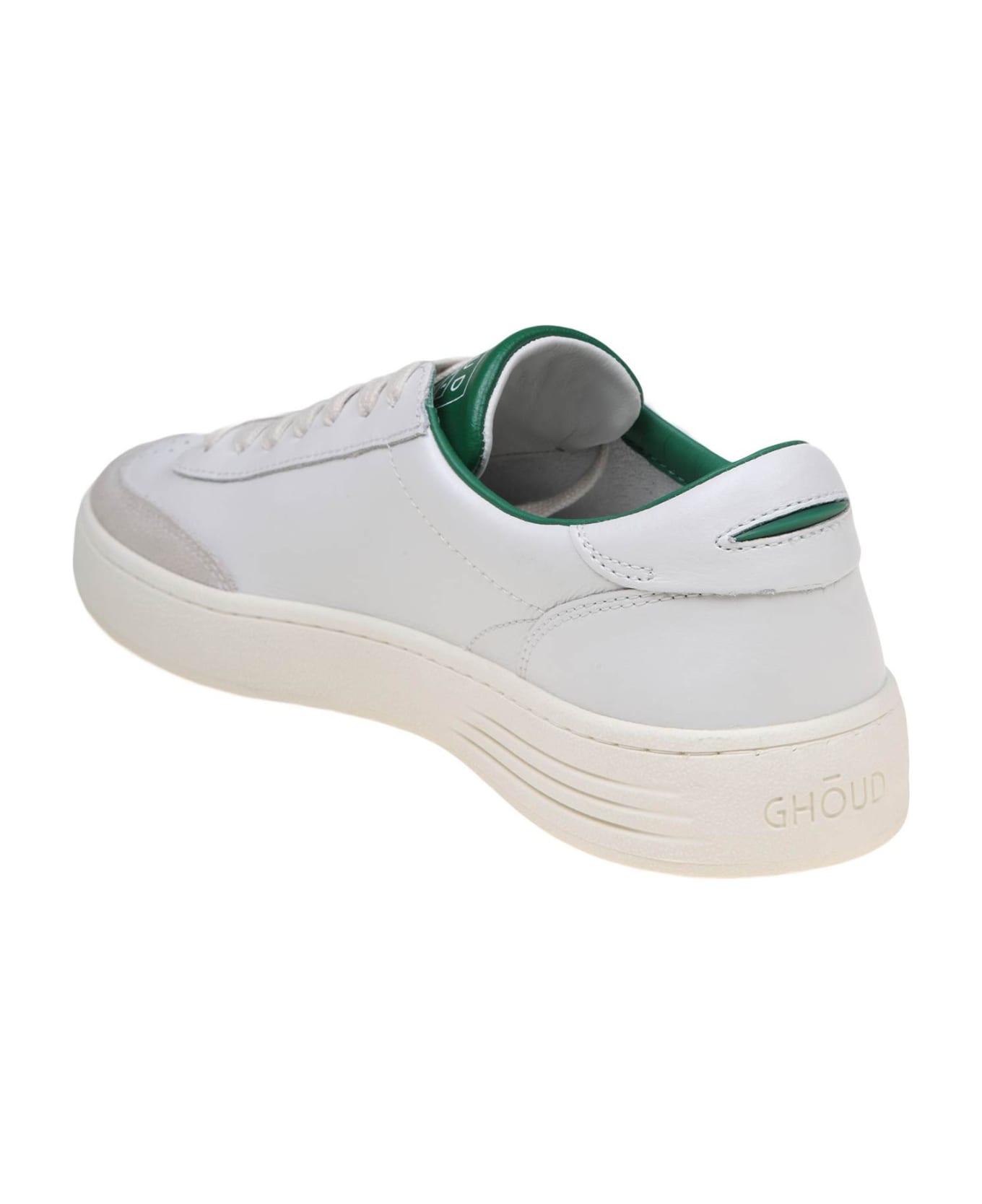 GHOUD Lido Low Sneakers In White/green Leather And Suede - Green