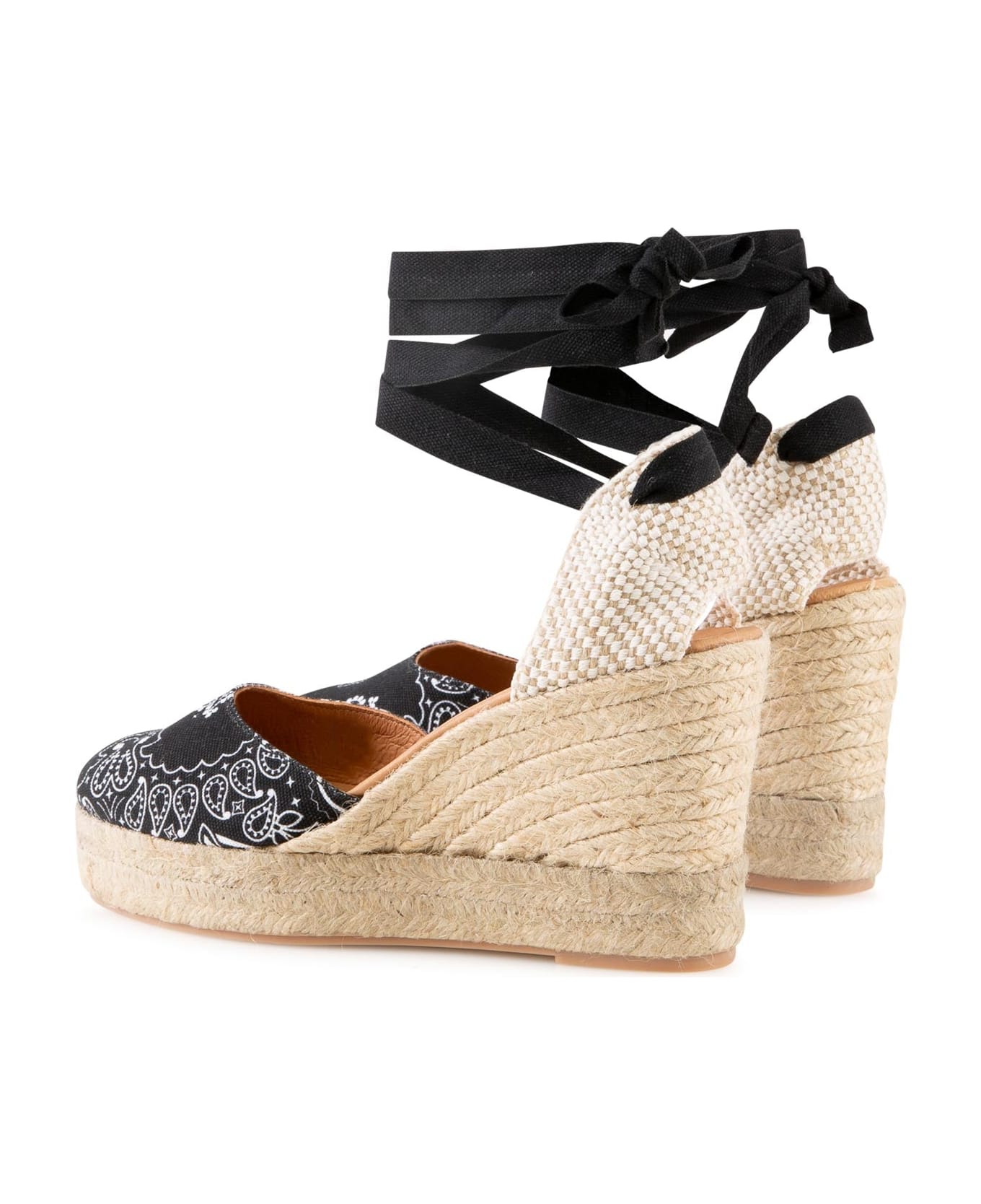 MC2 Saint Barth Espadrillas With High Wedge And Ankle Lace - BLACK