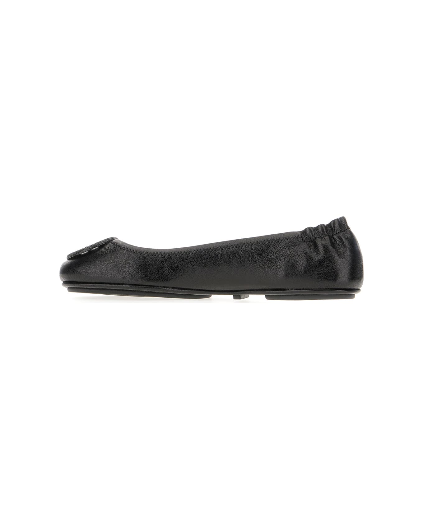 Tory Burch Black Leather Minnie Ballerinas - PERFECT BLACK  JET