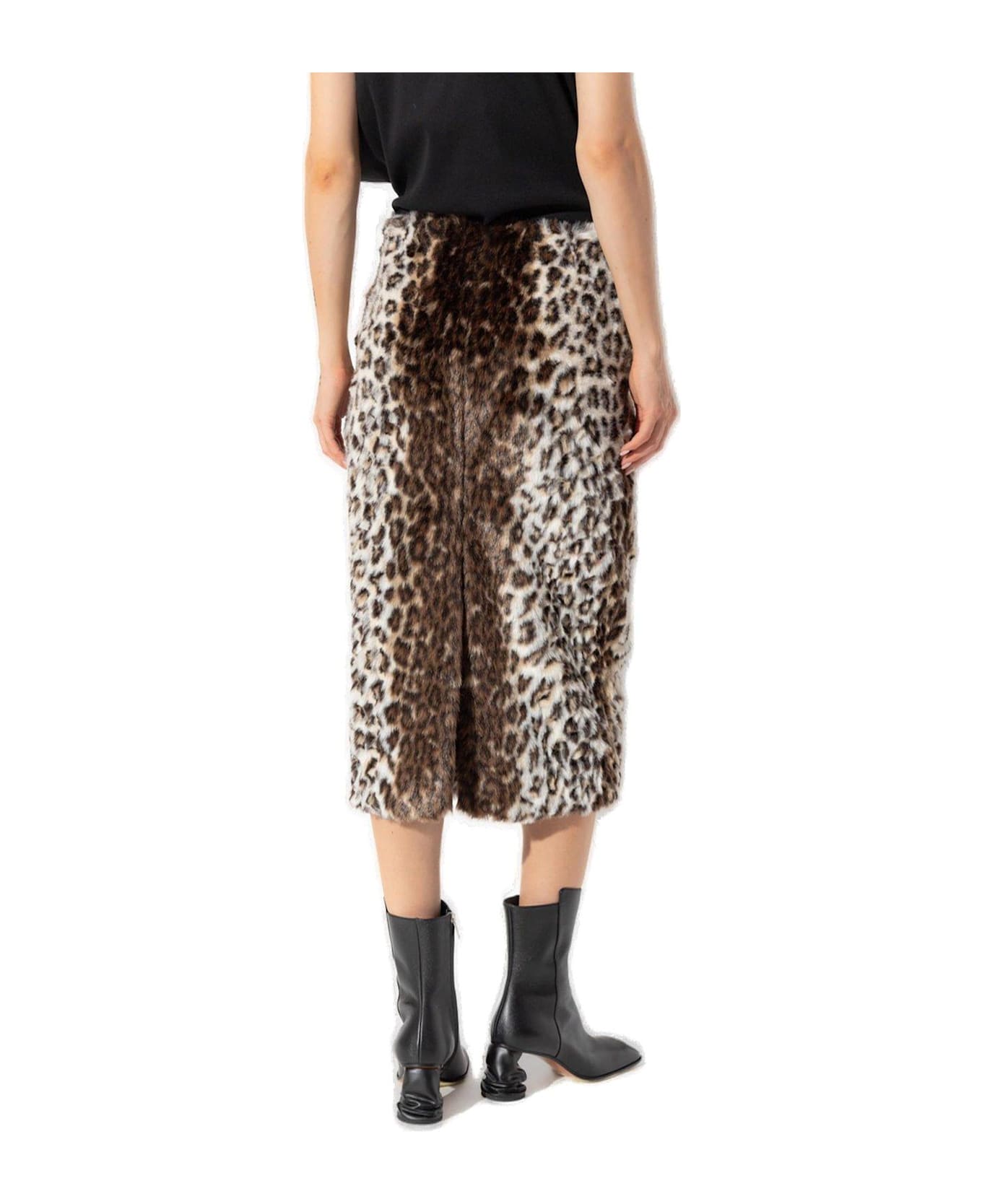 Alexander McQueen Leopard Jacquard Pencil Skirt - BROWN スカート