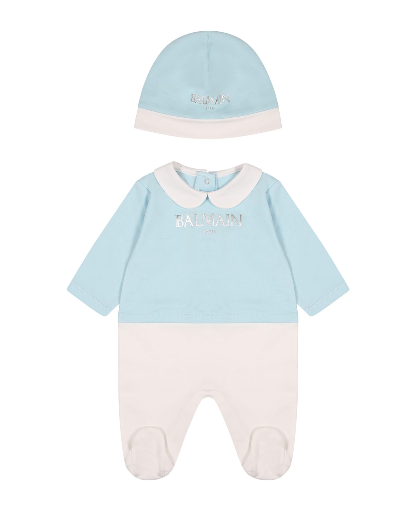 Balmain Light Blue Set For Baby Boy With Logo - Light Blue