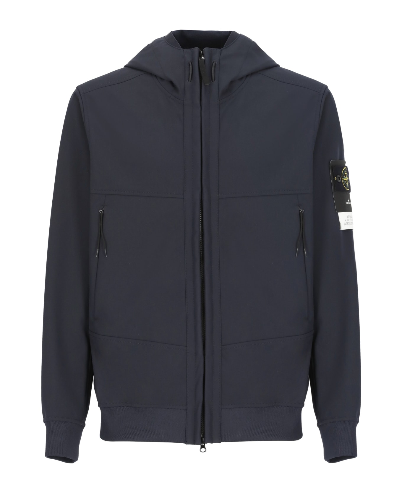 Stone Island Jacket With Logo - Blu