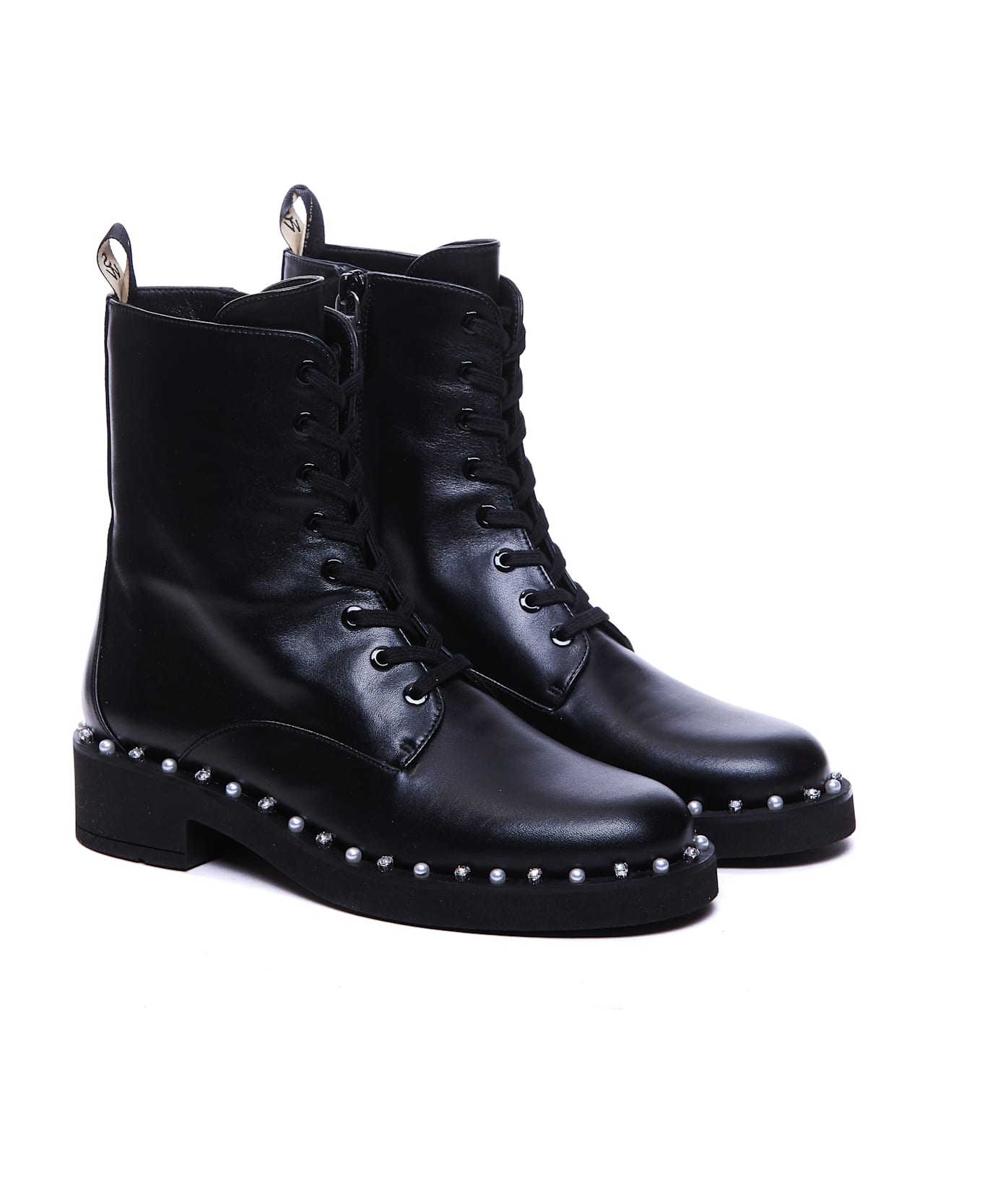 Stuart Weitzman Reverie Lace Up Booties - Black